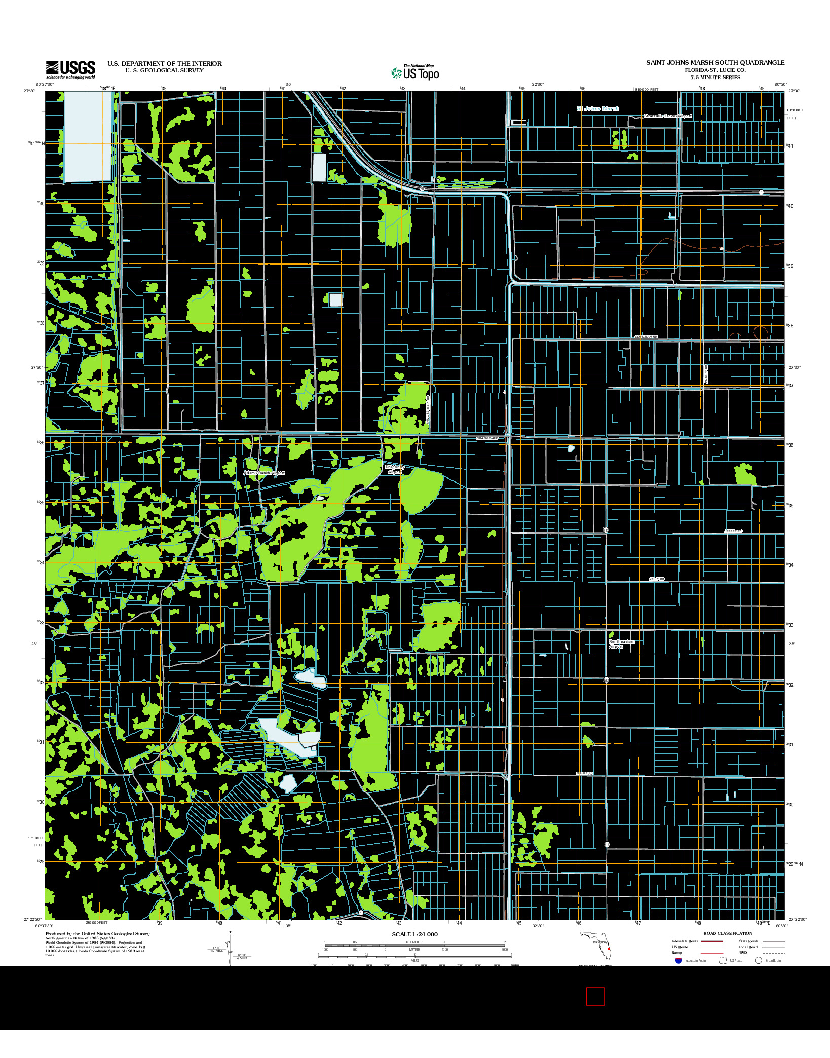 USGS US TOPO 7.5-MINUTE MAP FOR SAINT JOHNS MARSH SOUTH, FL 2012