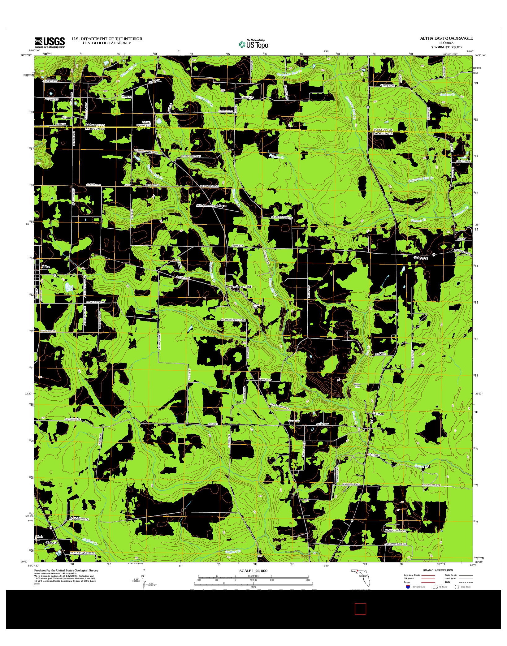 USGS US TOPO 7.5-MINUTE MAP FOR ALTHA EAST, FL 2012