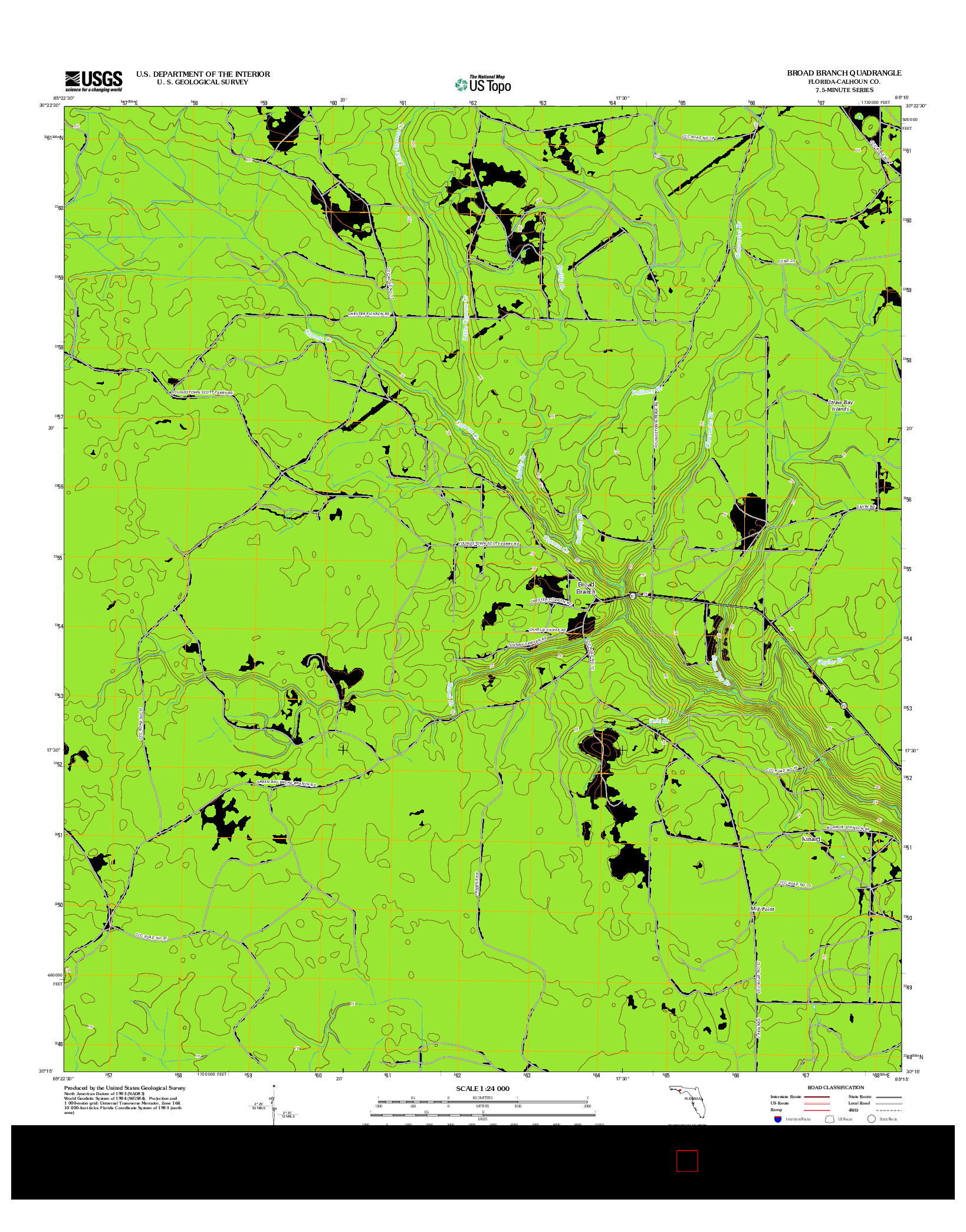 USGS US TOPO 7.5-MINUTE MAP FOR BROAD BRANCH, FL 2012