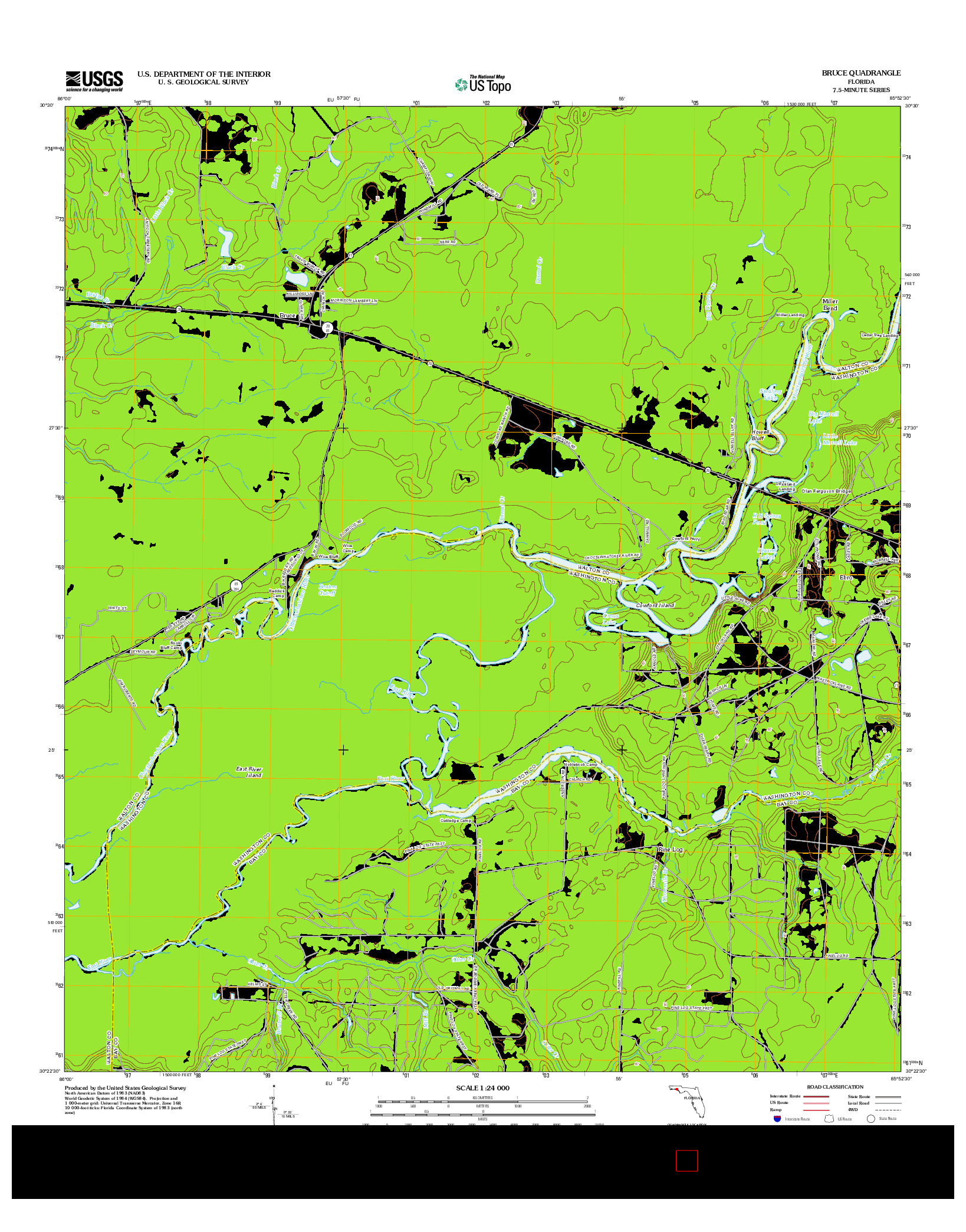 USGS US TOPO 7.5-MINUTE MAP FOR BRUCE, FL 2012