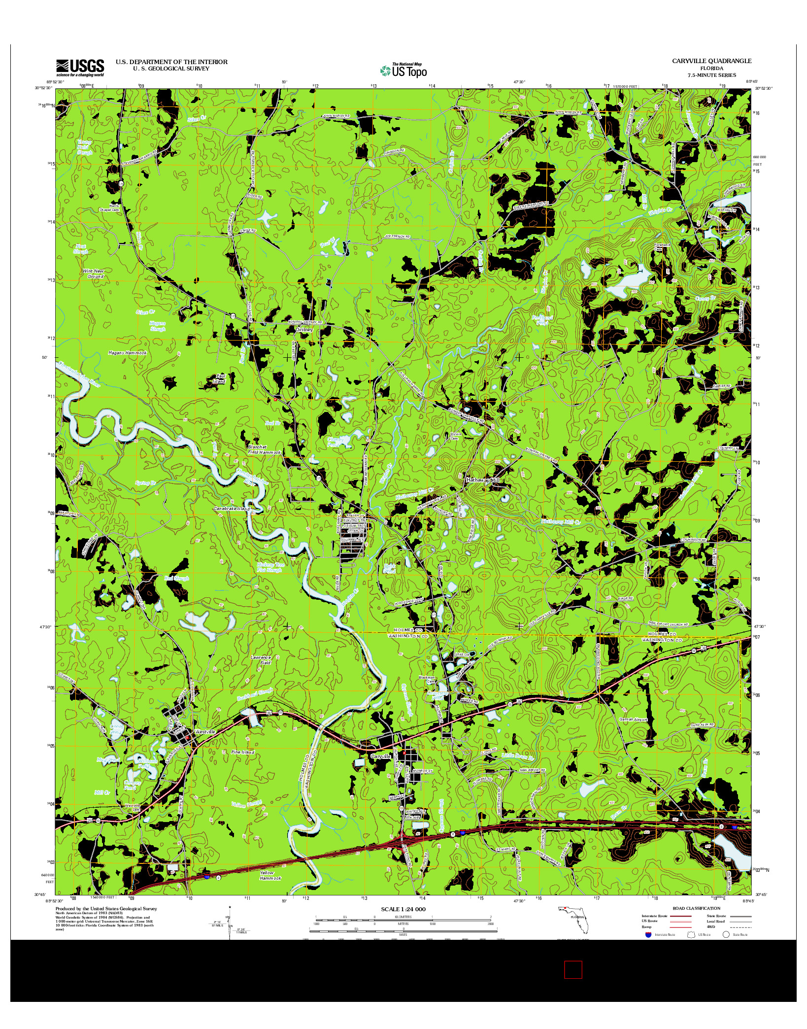 USGS US TOPO 7.5-MINUTE MAP FOR CARYVILLE, FL 2012