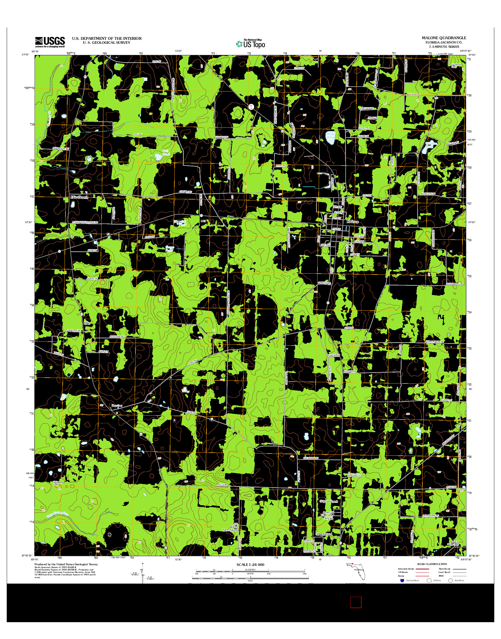 USGS US TOPO 7.5-MINUTE MAP FOR MALONE, FL 2012