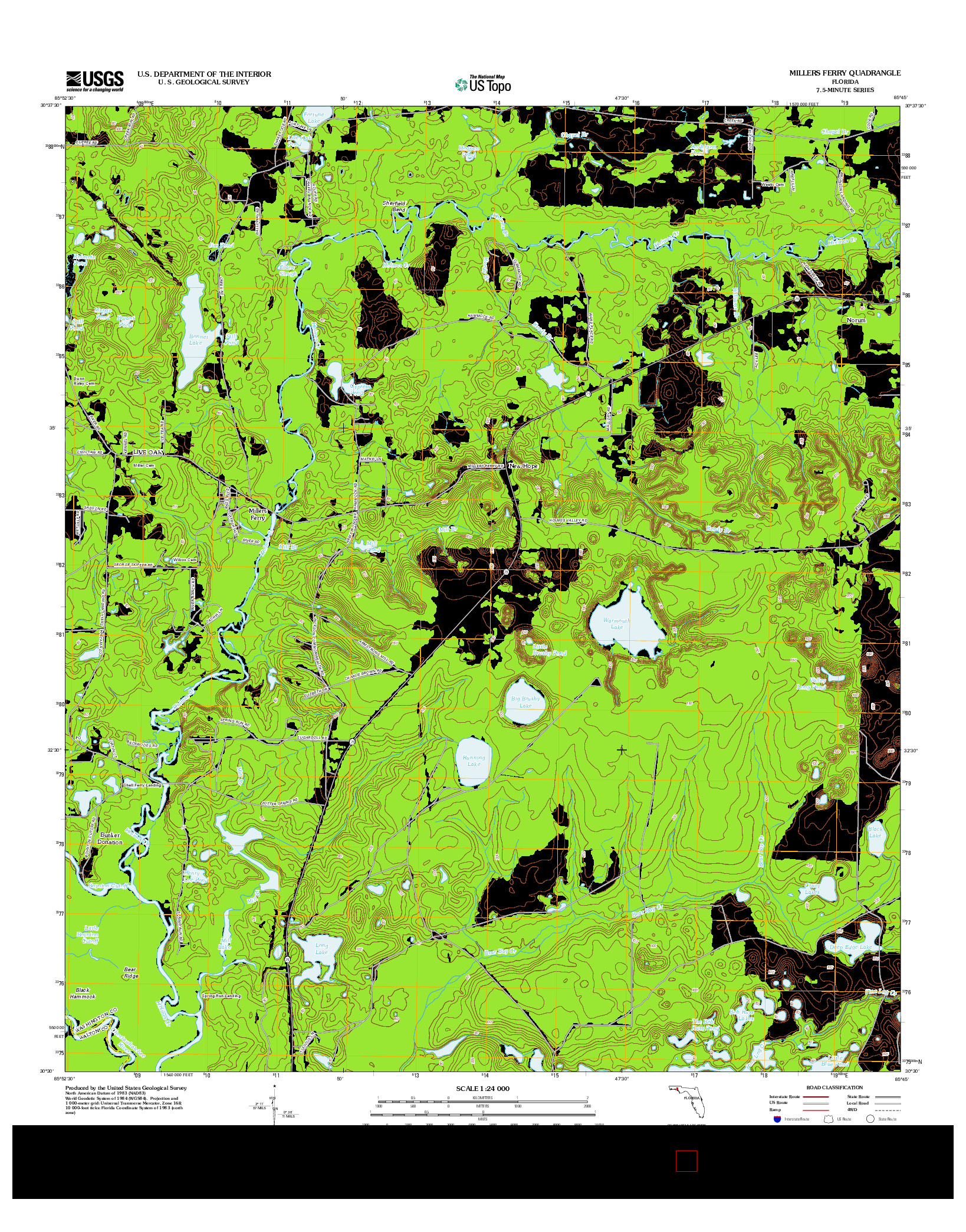 USGS US TOPO 7.5-MINUTE MAP FOR MILLERS FERRY, FL 2012