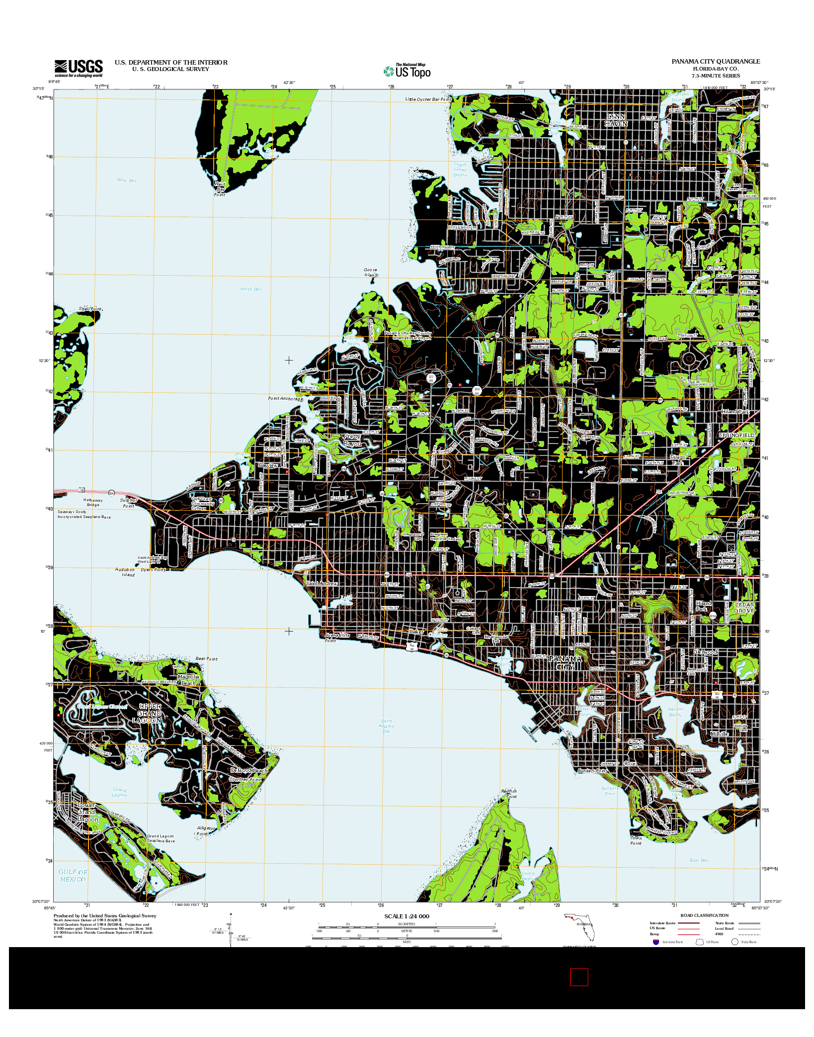 USGS US TOPO 7.5-MINUTE MAP FOR PANAMA CITY, FL 2012