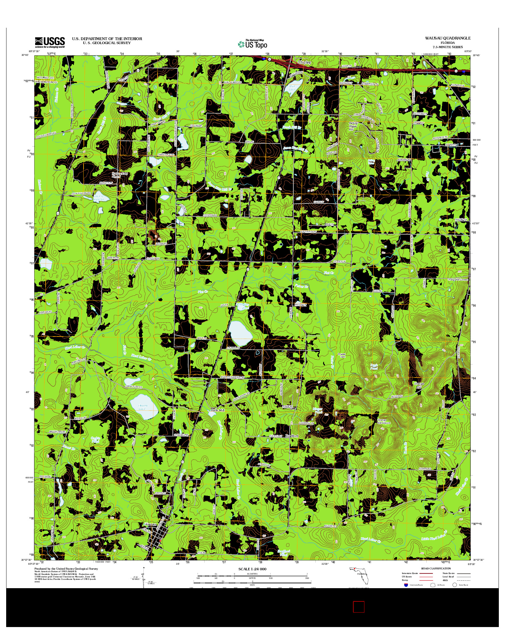 USGS US TOPO 7.5-MINUTE MAP FOR WAUSAU, FL 2012