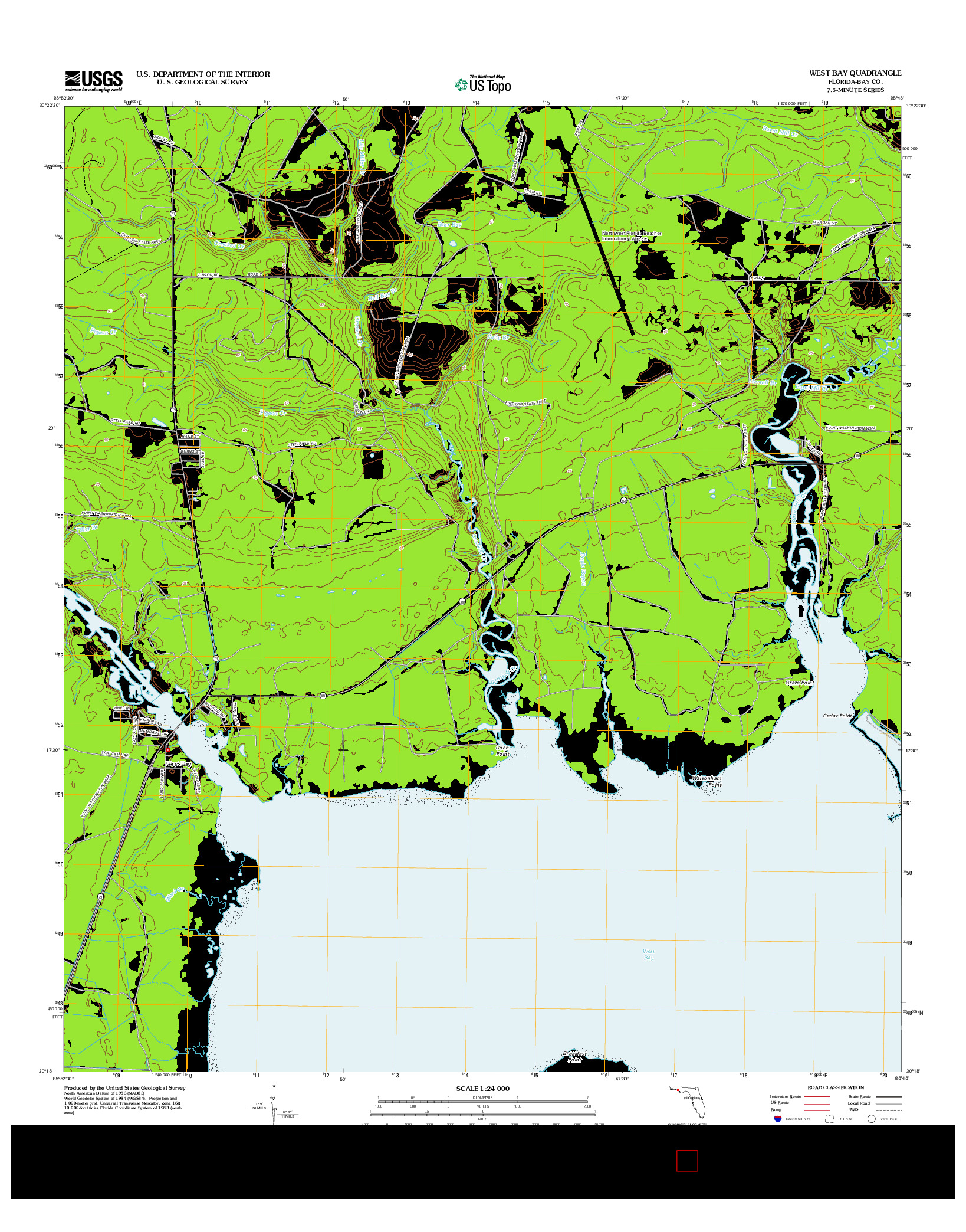 USGS US TOPO 7.5-MINUTE MAP FOR WEST BAY, FL 2012