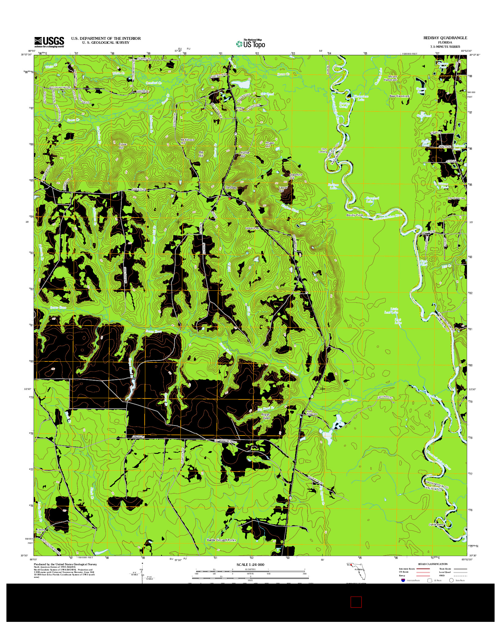 USGS US TOPO 7.5-MINUTE MAP FOR REDBAY, FL 2012