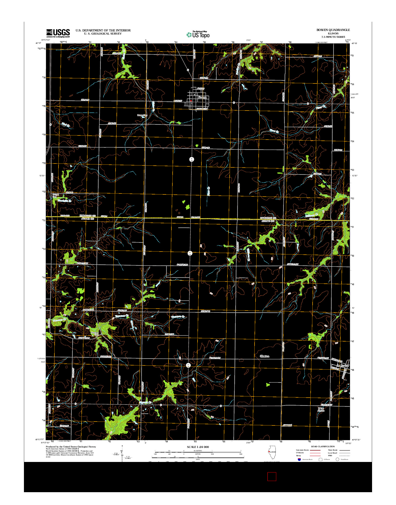 USGS US TOPO 7.5-MINUTE MAP FOR BOWEN, IL 2012