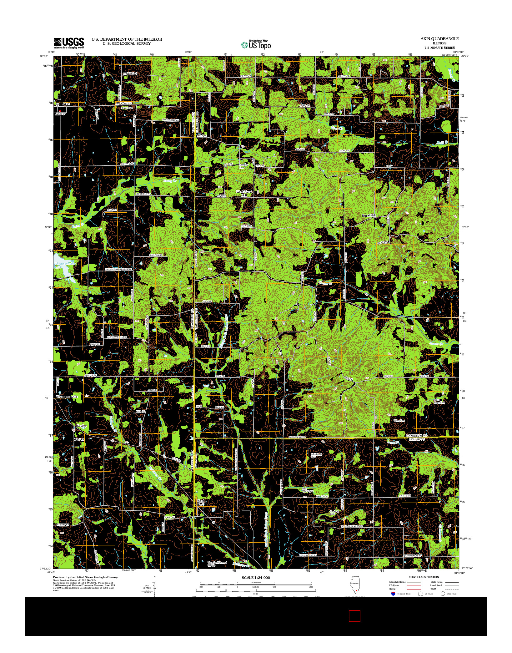 USGS US TOPO 7.5-MINUTE MAP FOR AKIN, IL 2012