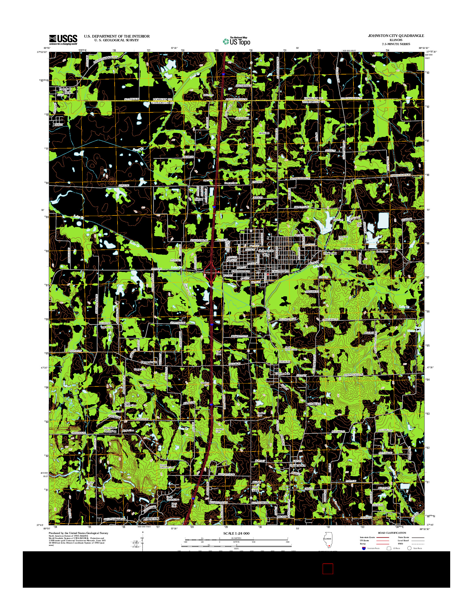 USGS US TOPO 7.5-MINUTE MAP FOR JOHNSTON CITY, IL 2012