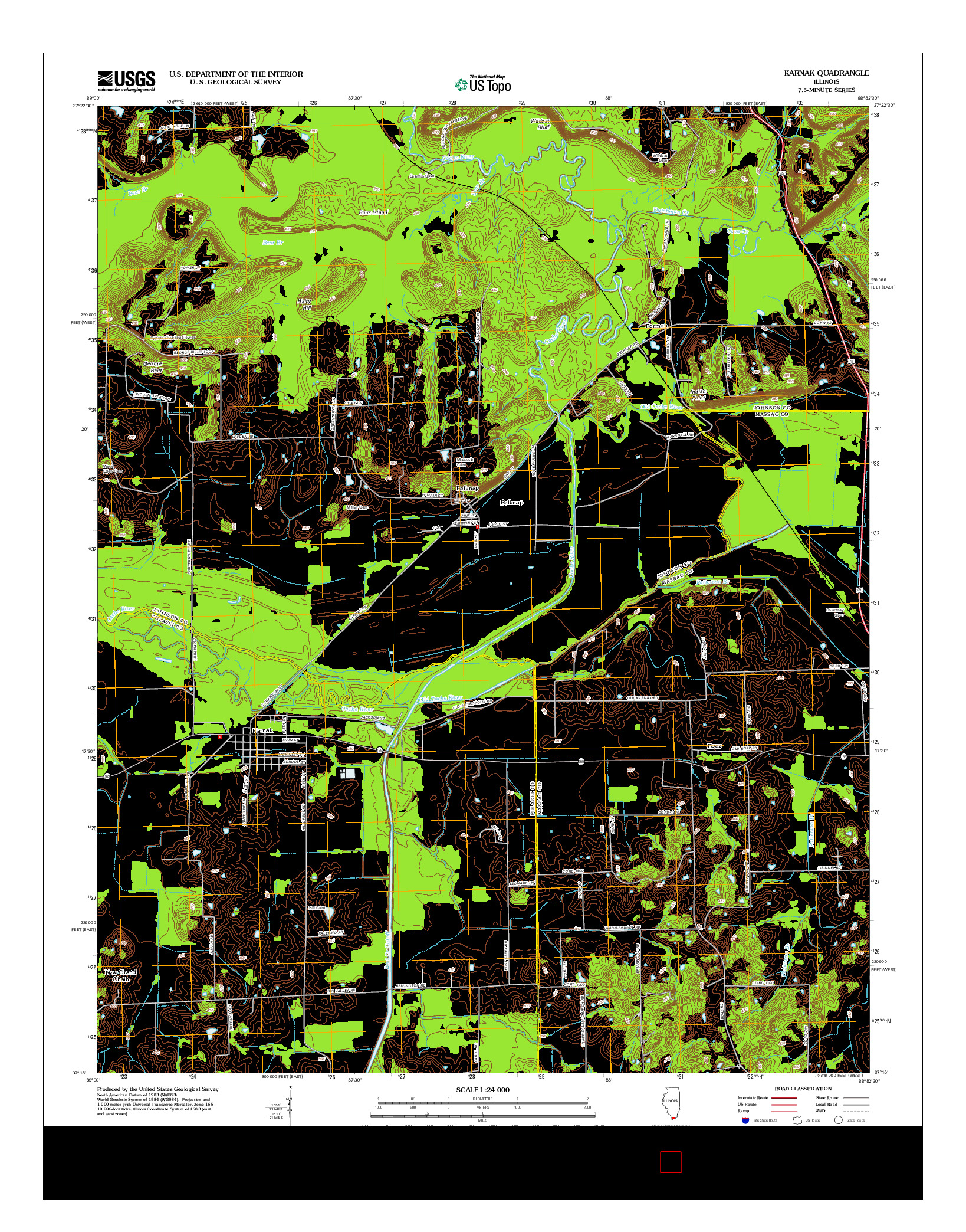 USGS US TOPO 7.5-MINUTE MAP FOR KARNAK, IL 2012