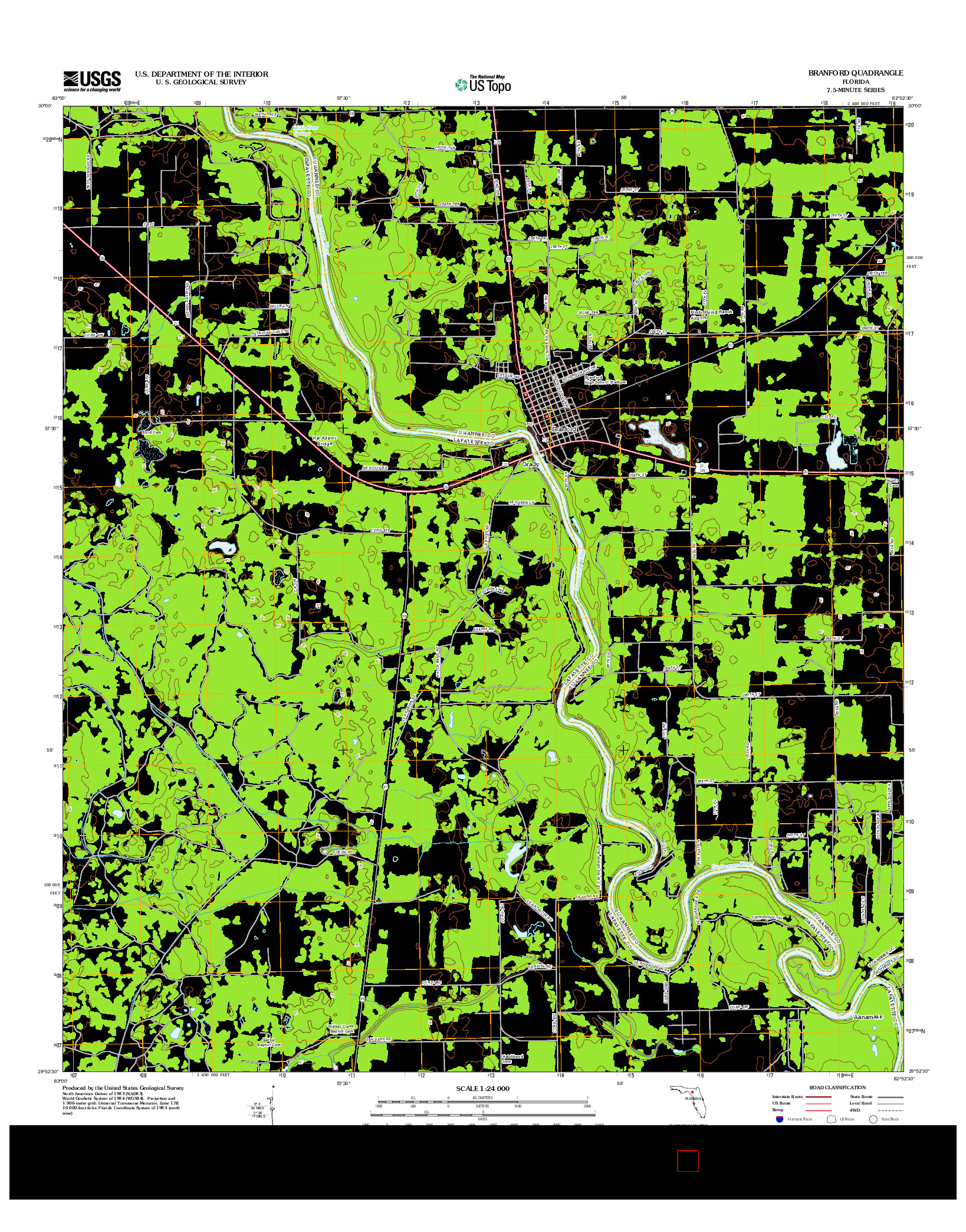 USGS US TOPO 7.5-MINUTE MAP FOR BRANFORD, FL 2012