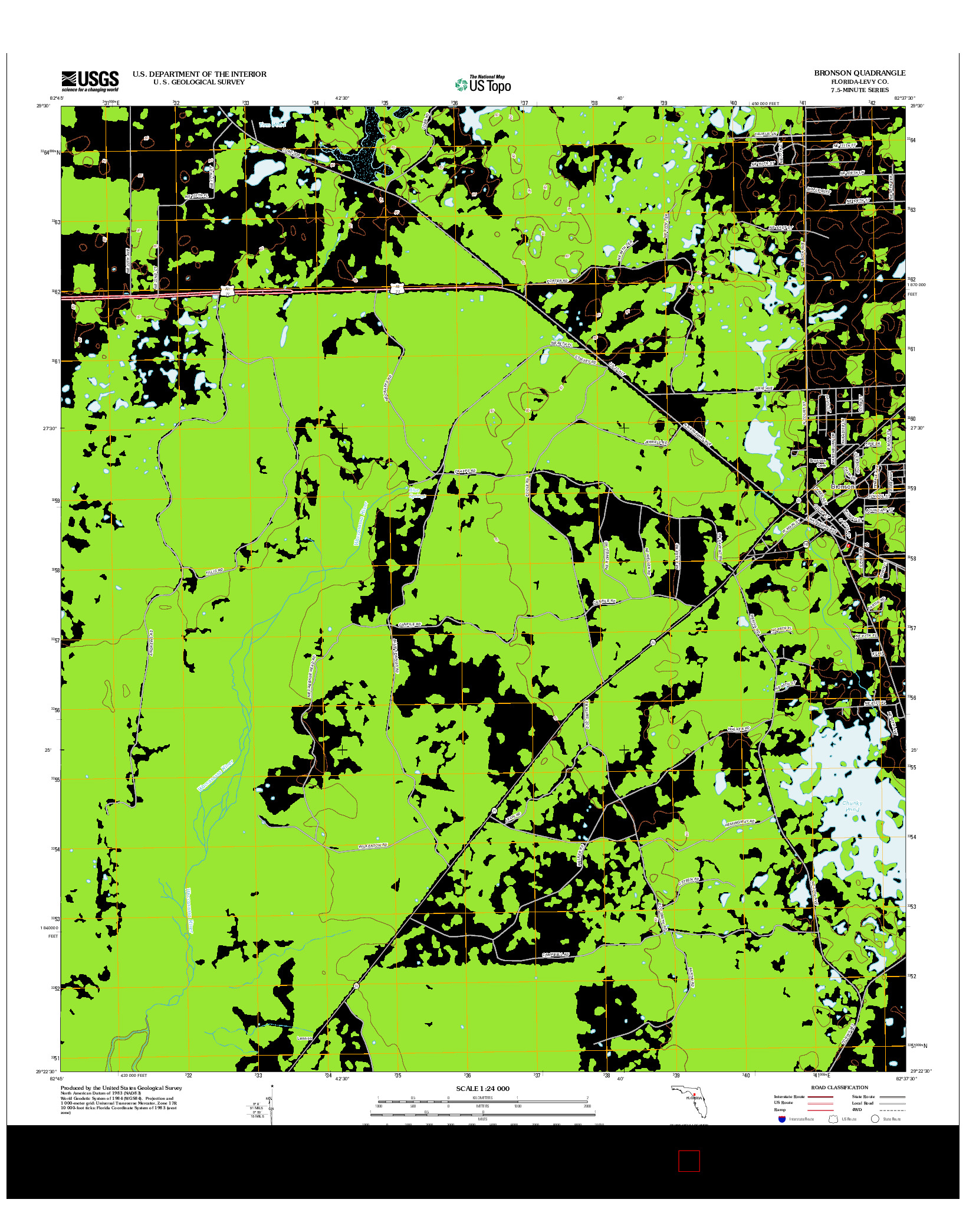 USGS US TOPO 7.5-MINUTE MAP FOR BRONSON, FL 2012