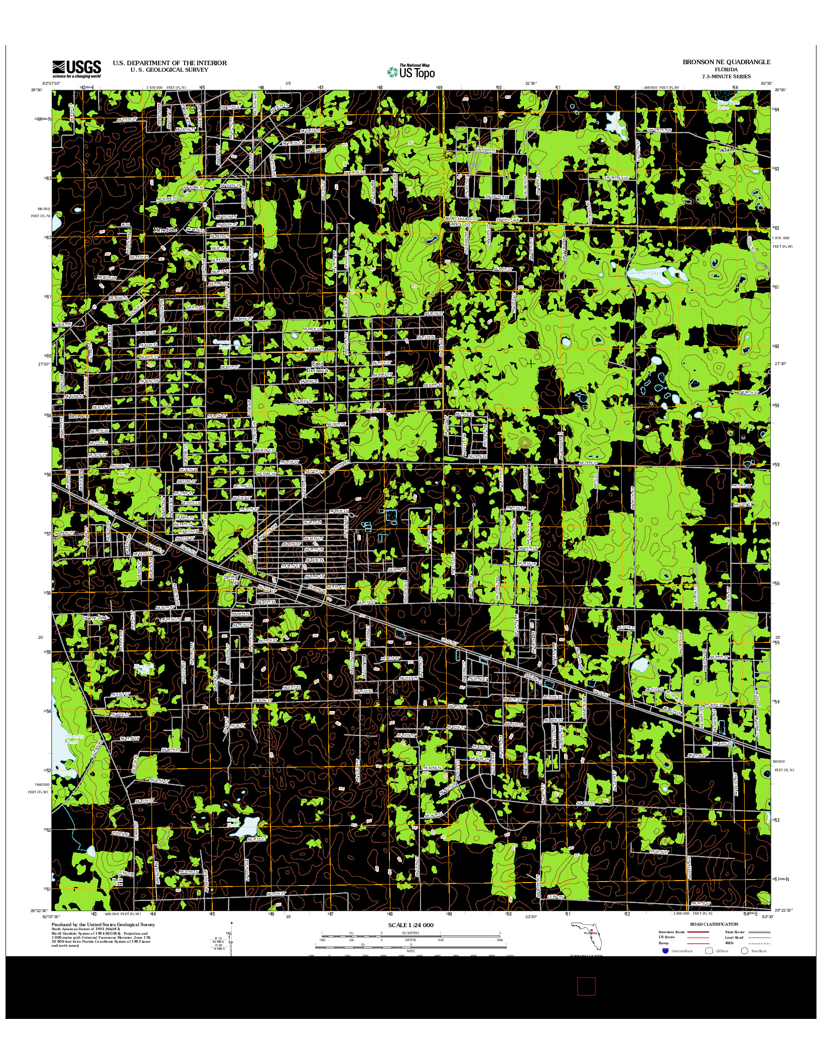 USGS US TOPO 7.5-MINUTE MAP FOR BRONSON NE, FL 2012