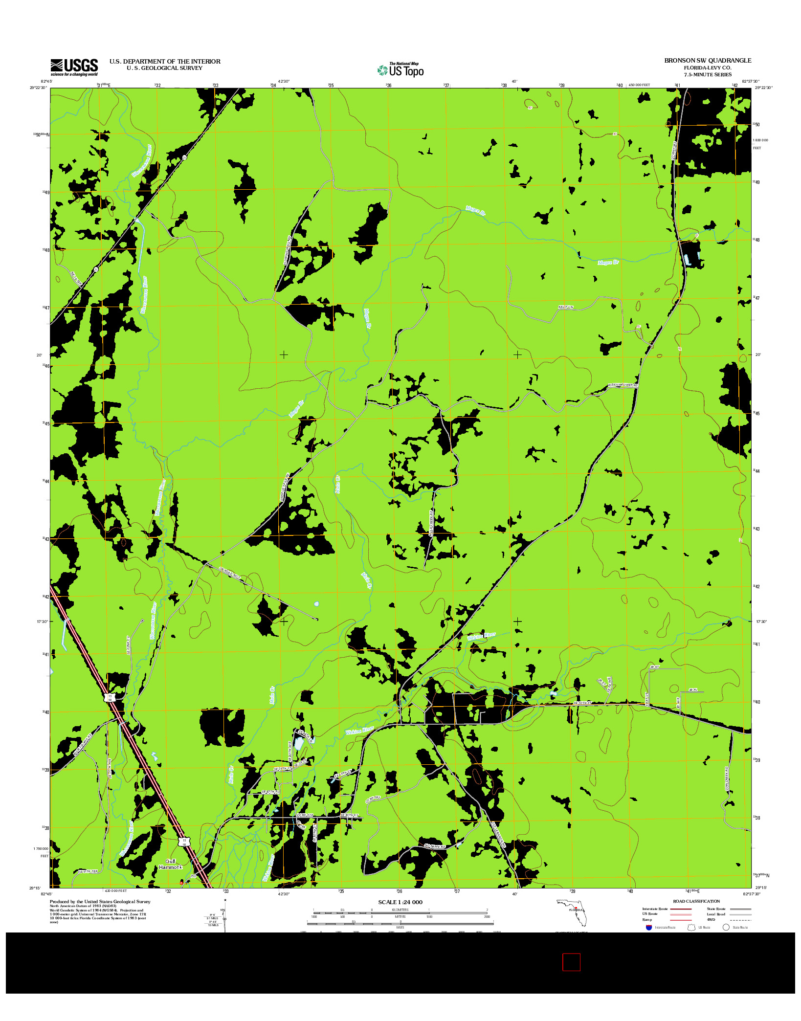 USGS US TOPO 7.5-MINUTE MAP FOR BRONSON SW, FL 2012