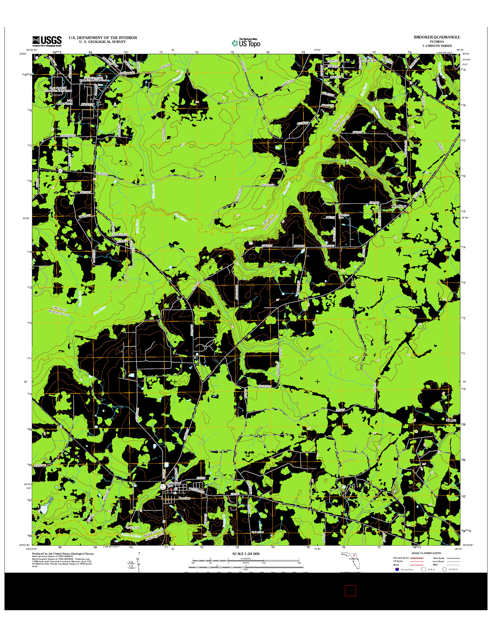 USGS US TOPO 7.5-MINUTE MAP FOR BROOKER, FL 2012