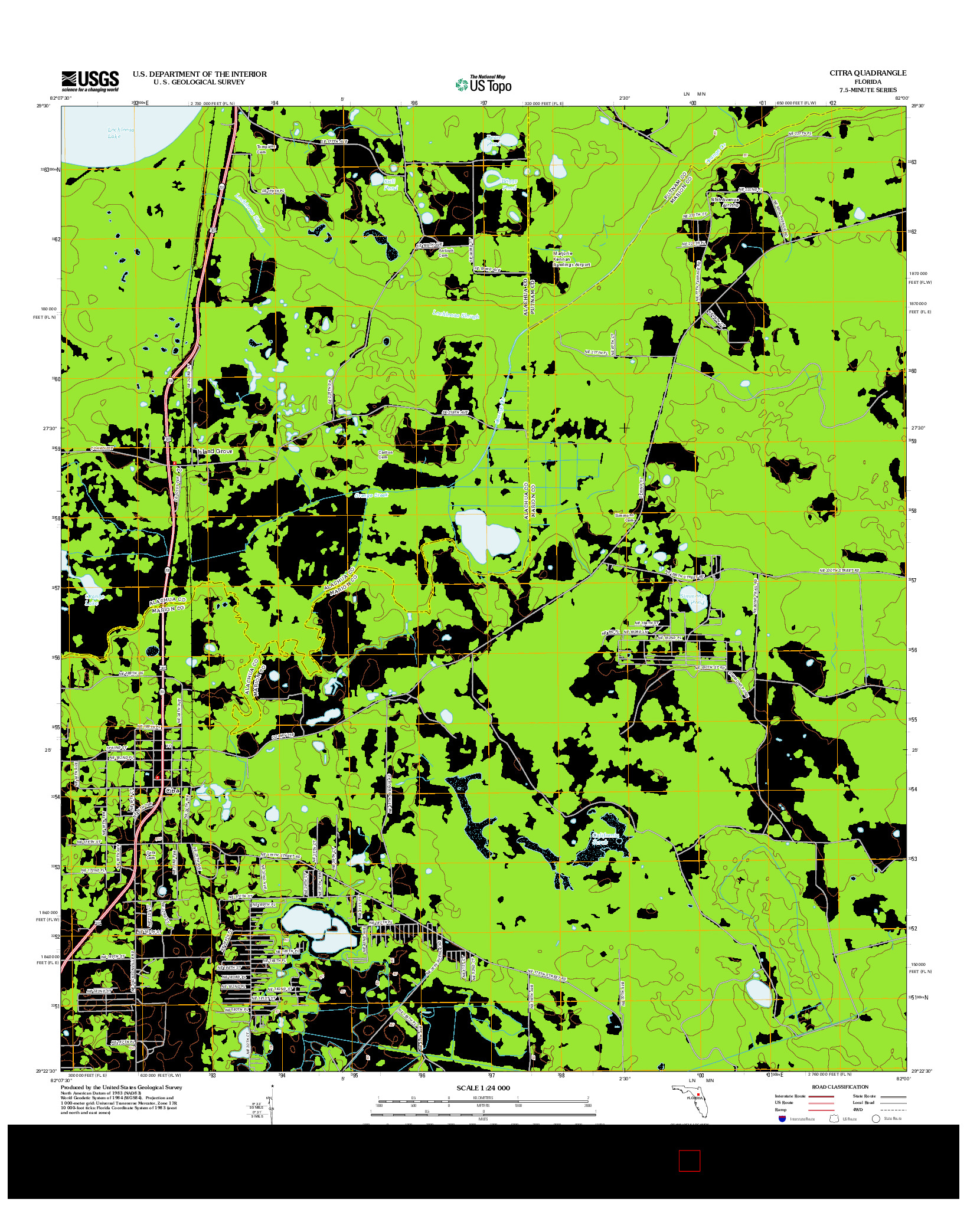 USGS US TOPO 7.5-MINUTE MAP FOR CITRA, FL 2012