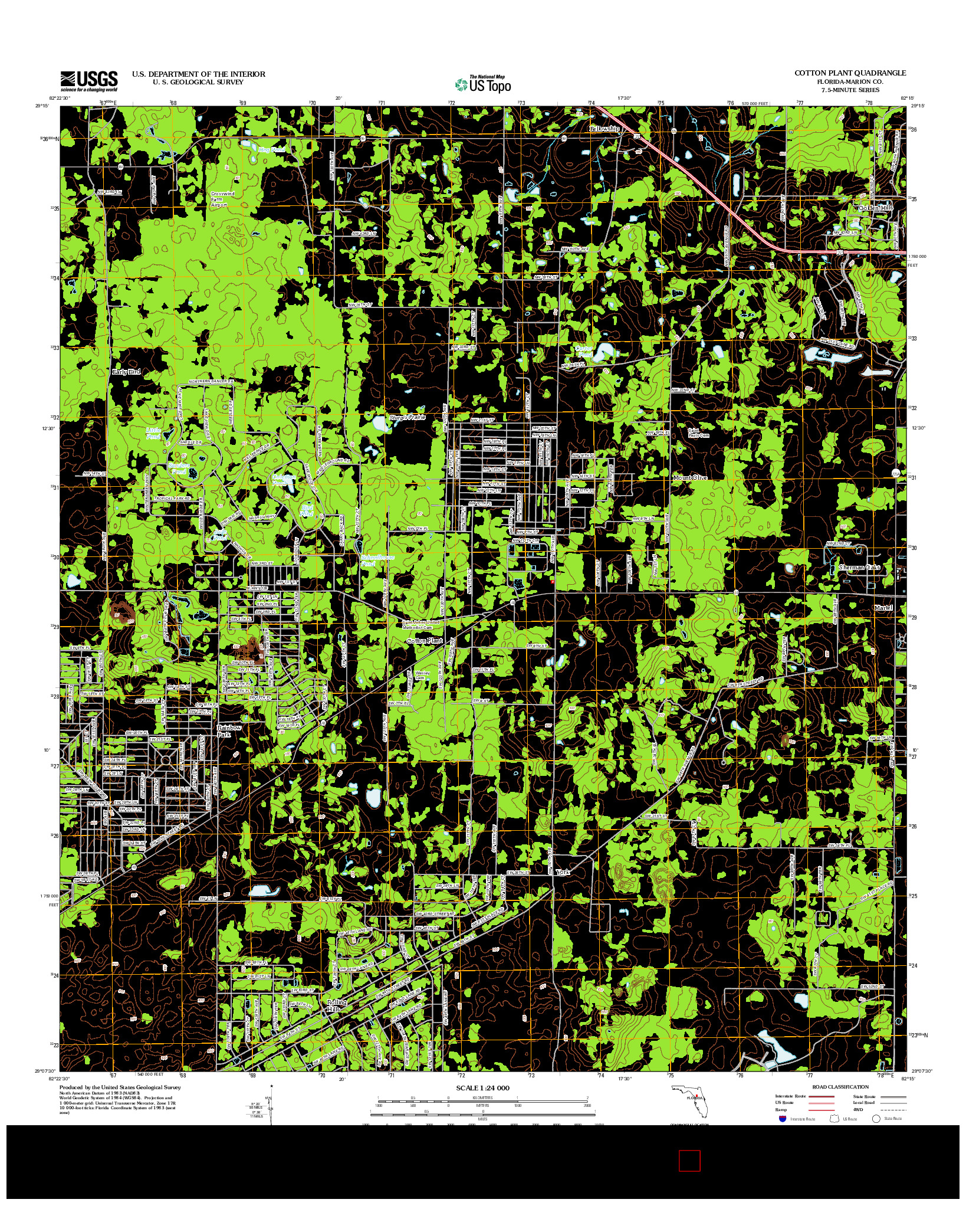 USGS US TOPO 7.5-MINUTE MAP FOR COTTON PLANT, FL 2012
