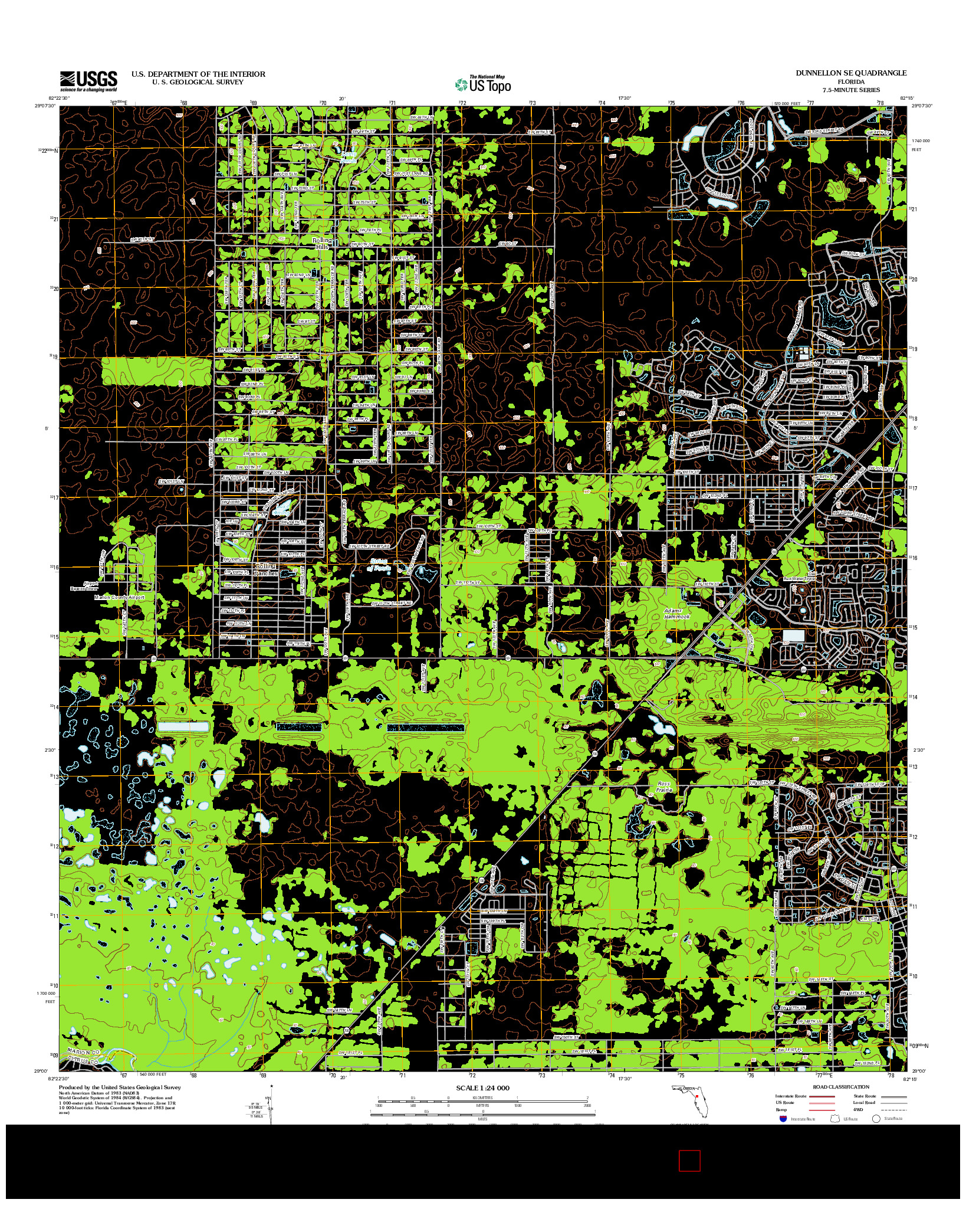 USGS US TOPO 7.5-MINUTE MAP FOR DUNNELLON SE, FL 2012