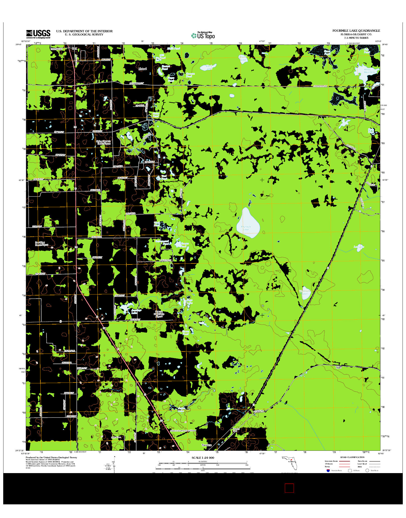 USGS US TOPO 7.5-MINUTE MAP FOR FOURMILE LAKE, FL 2012