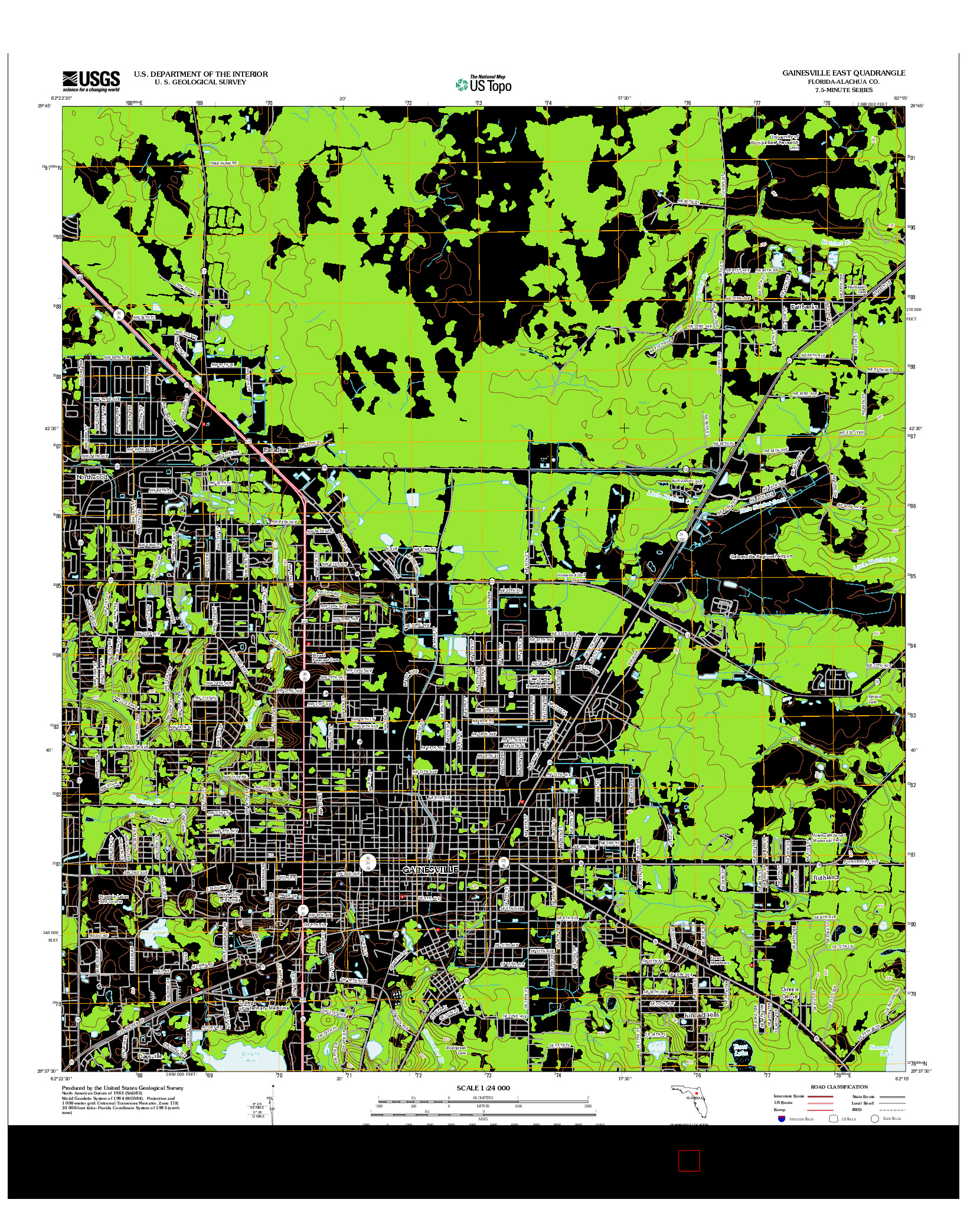 USGS US TOPO 7.5-MINUTE MAP FOR GAINESVILLE EAST, FL 2012
