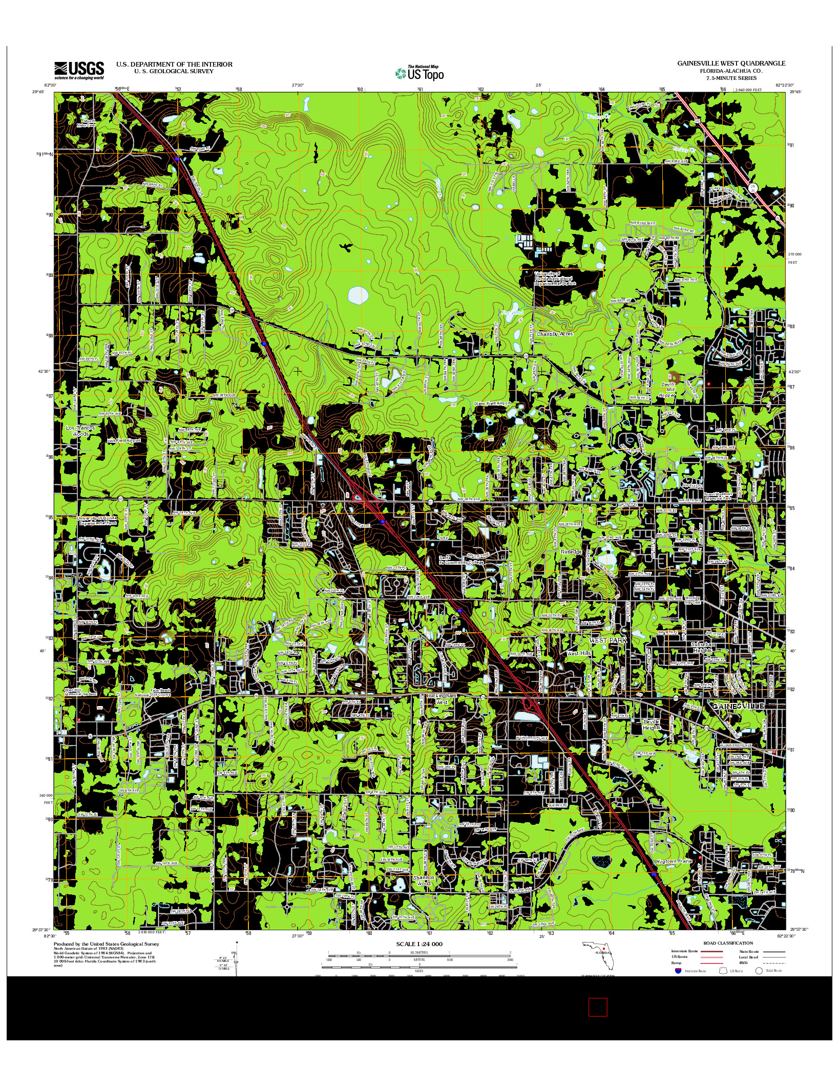 USGS US TOPO 7.5-MINUTE MAP FOR GAINESVILLE WEST, FL 2012