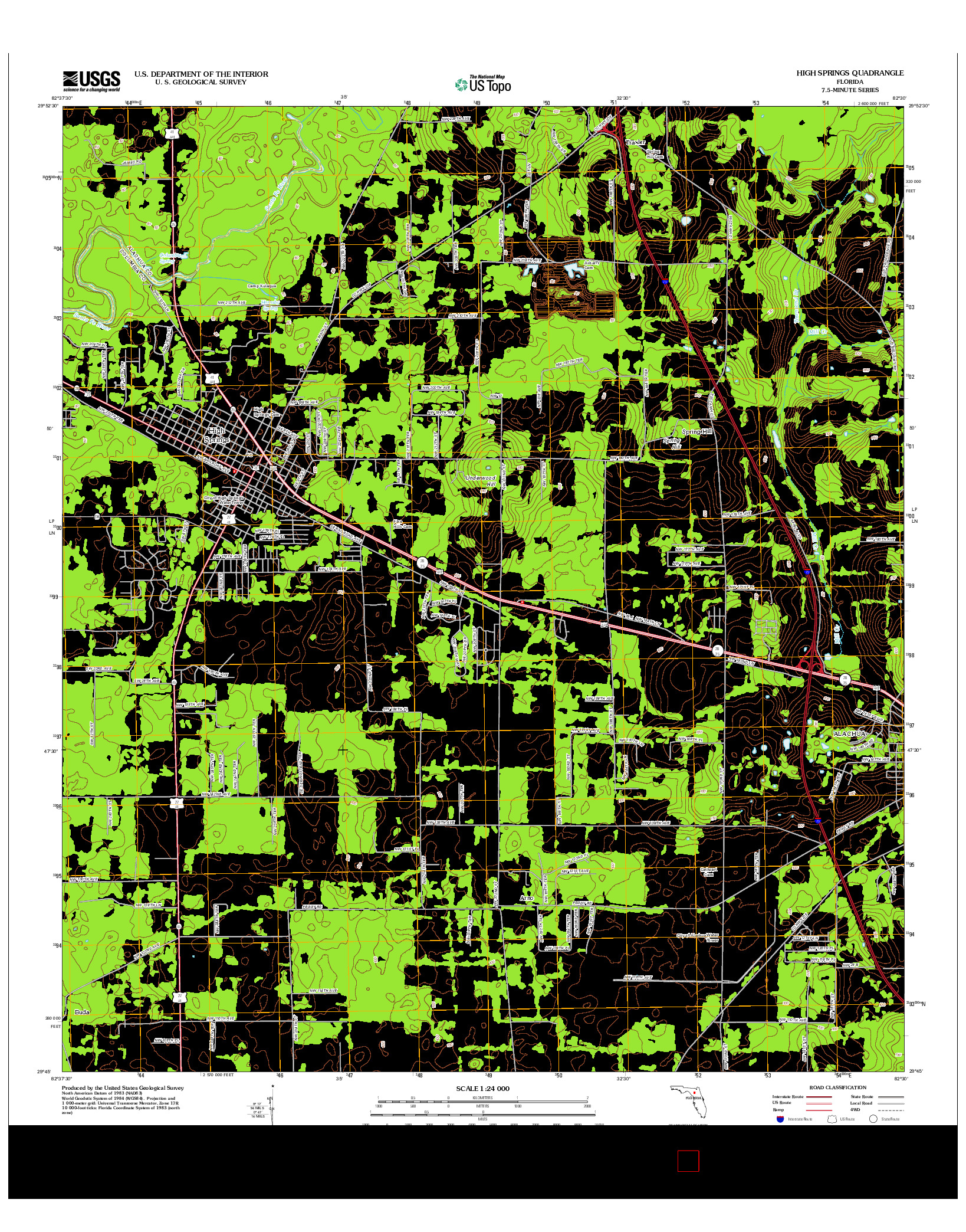 USGS US TOPO 7.5-MINUTE MAP FOR HIGH SPRINGS, FL 2012