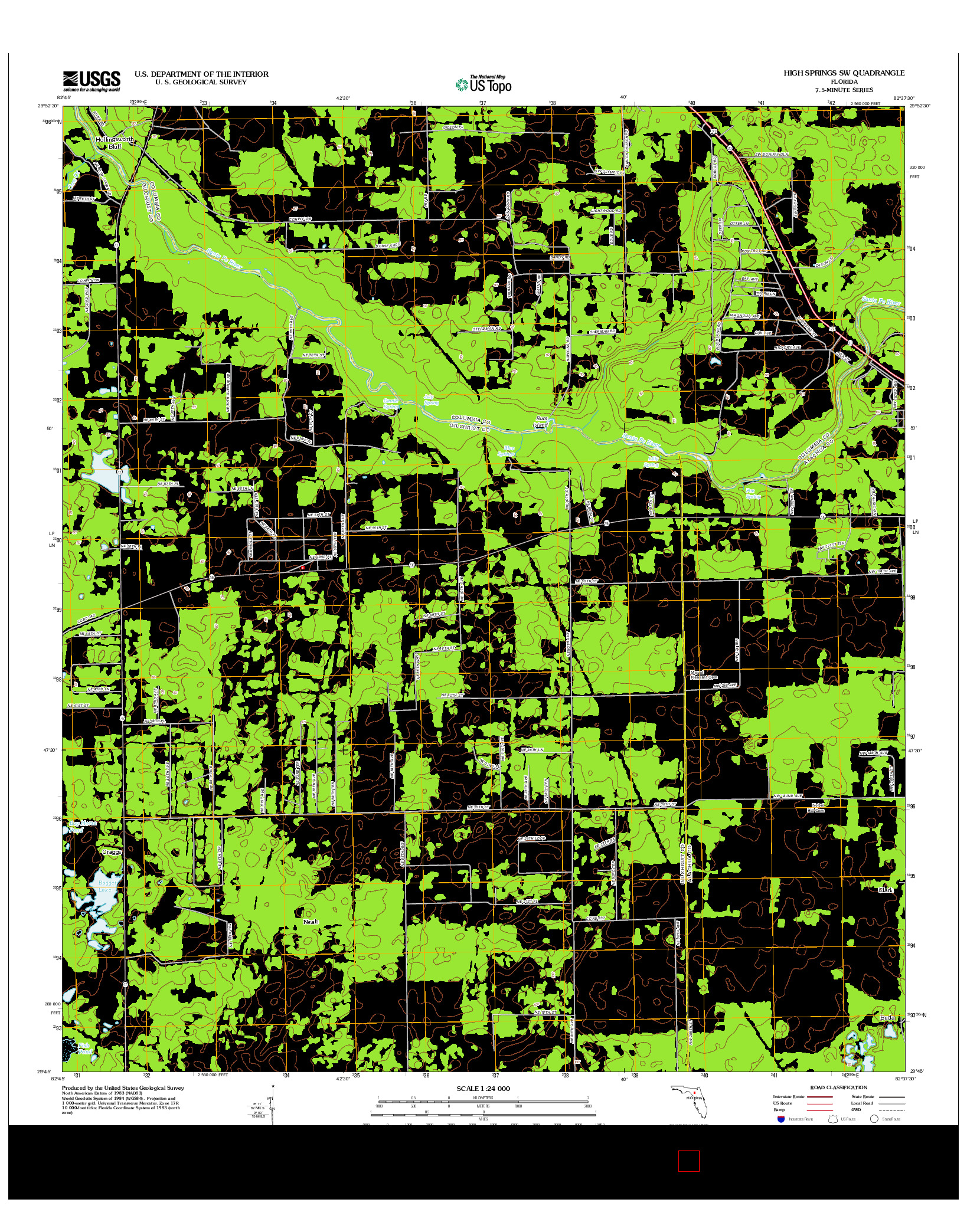 USGS US TOPO 7.5-MINUTE MAP FOR HIGH SPRINGS SW, FL 2012