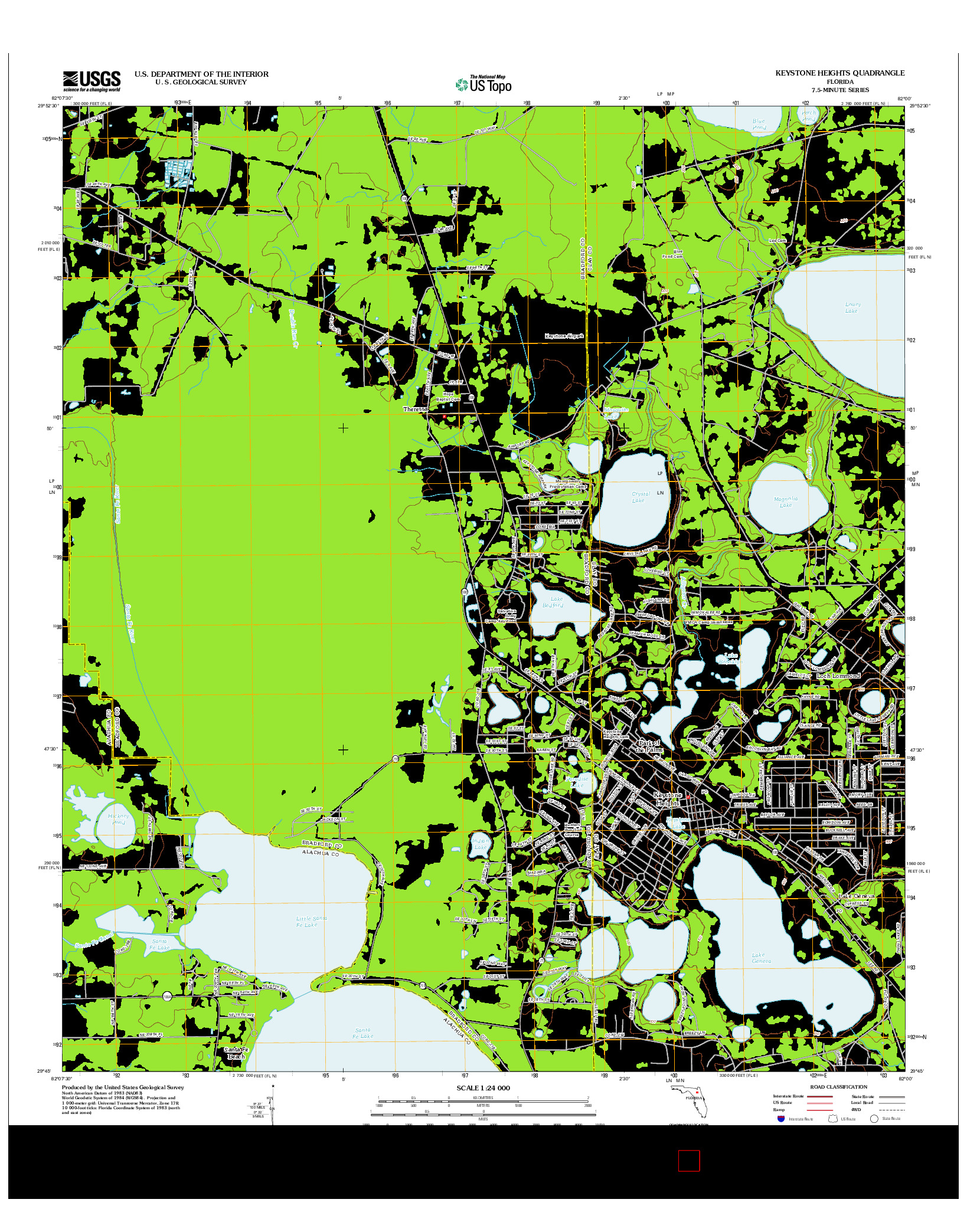 USGS US TOPO 7.5-MINUTE MAP FOR KEYSTONE HEIGHTS, FL 2012