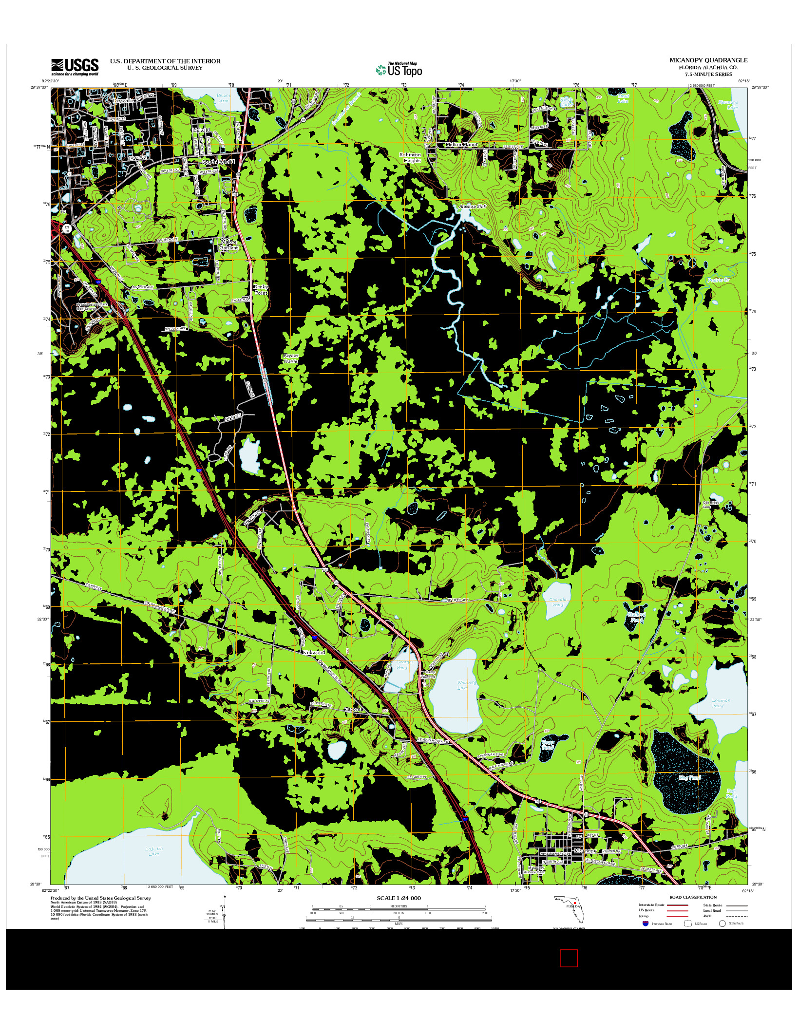 USGS US TOPO 7.5-MINUTE MAP FOR MICANOPY, FL 2012