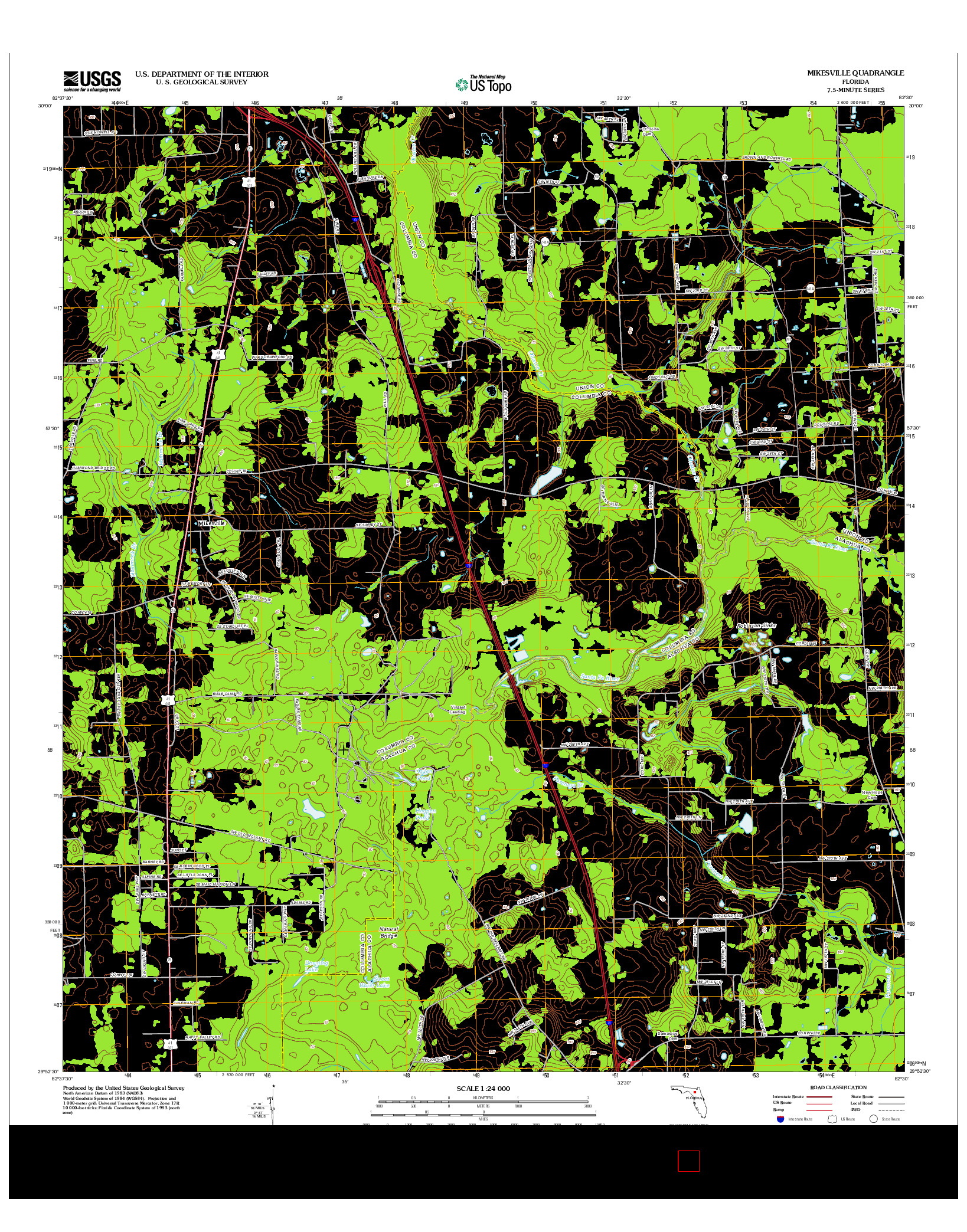 USGS US TOPO 7.5-MINUTE MAP FOR MIKESVILLE, FL 2012