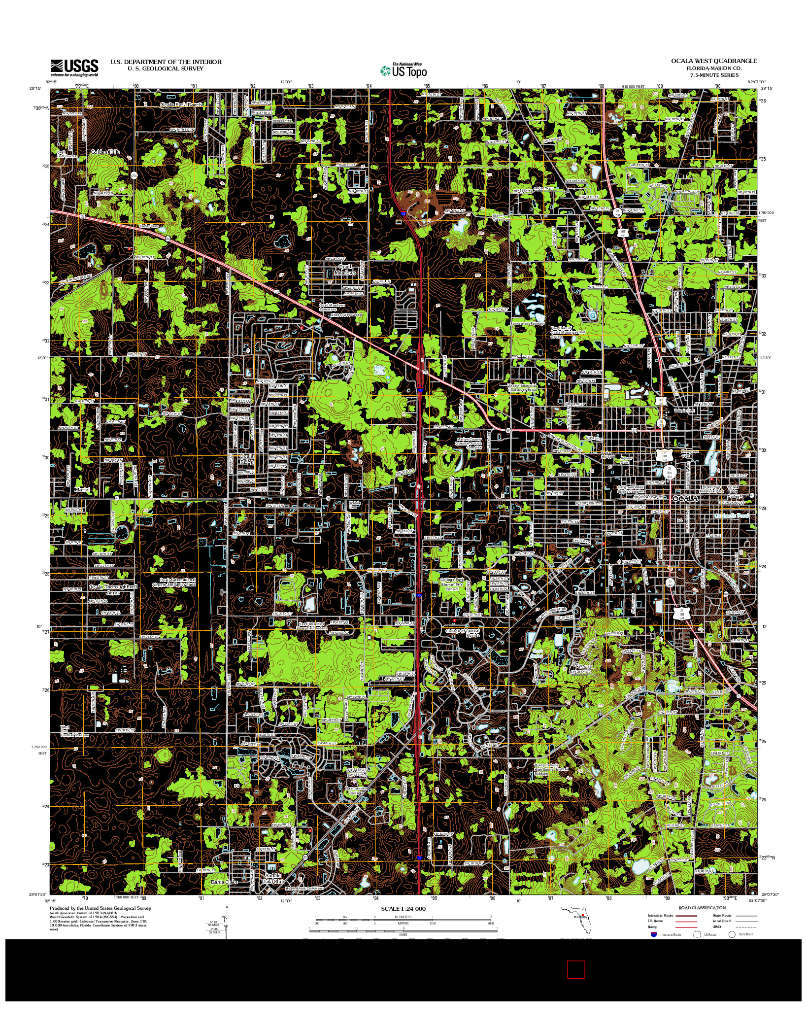 USGS US TOPO 7.5-MINUTE MAP FOR OCALA WEST, FL 2012