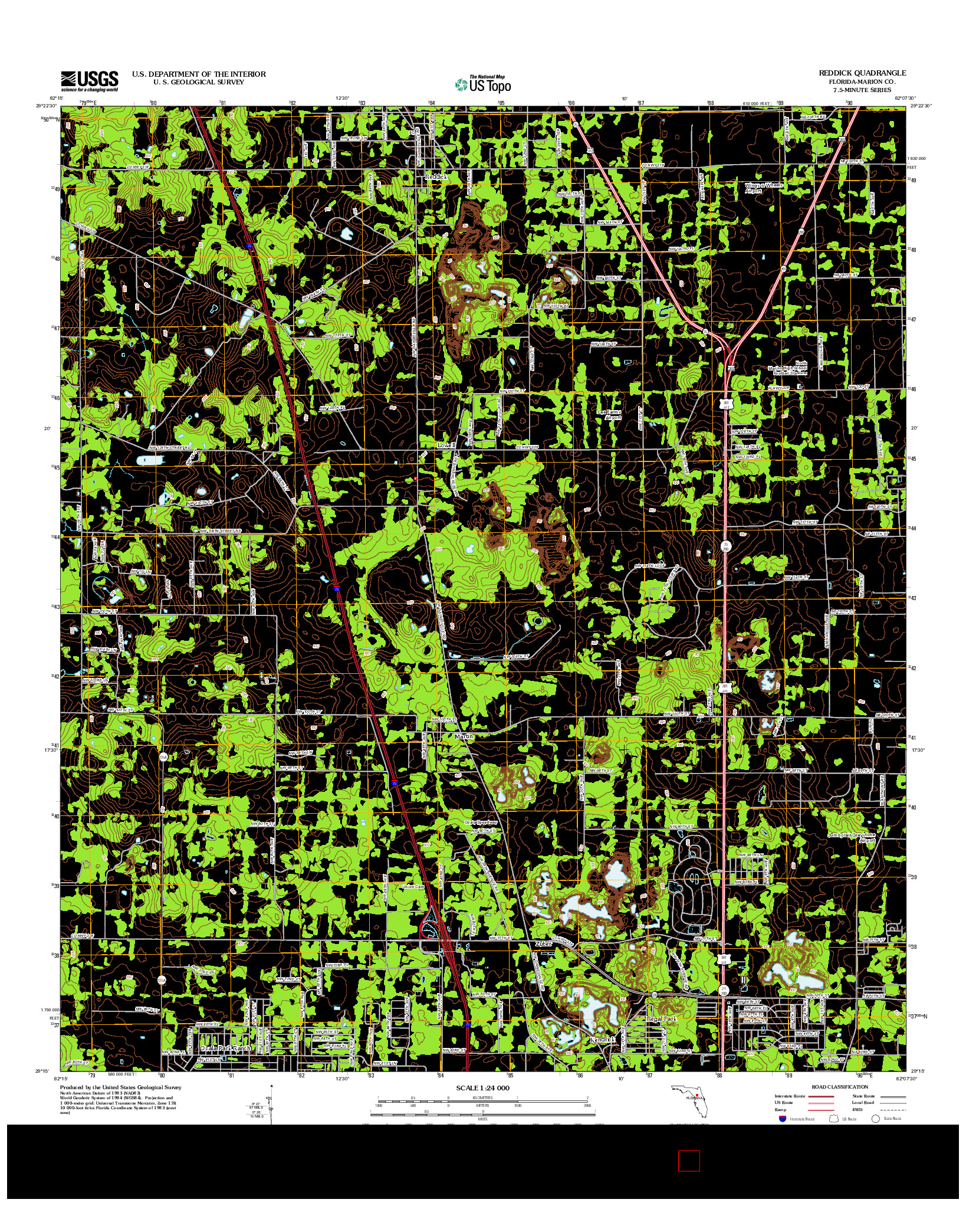 USGS US TOPO 7.5-MINUTE MAP FOR REDDICK, FL 2012