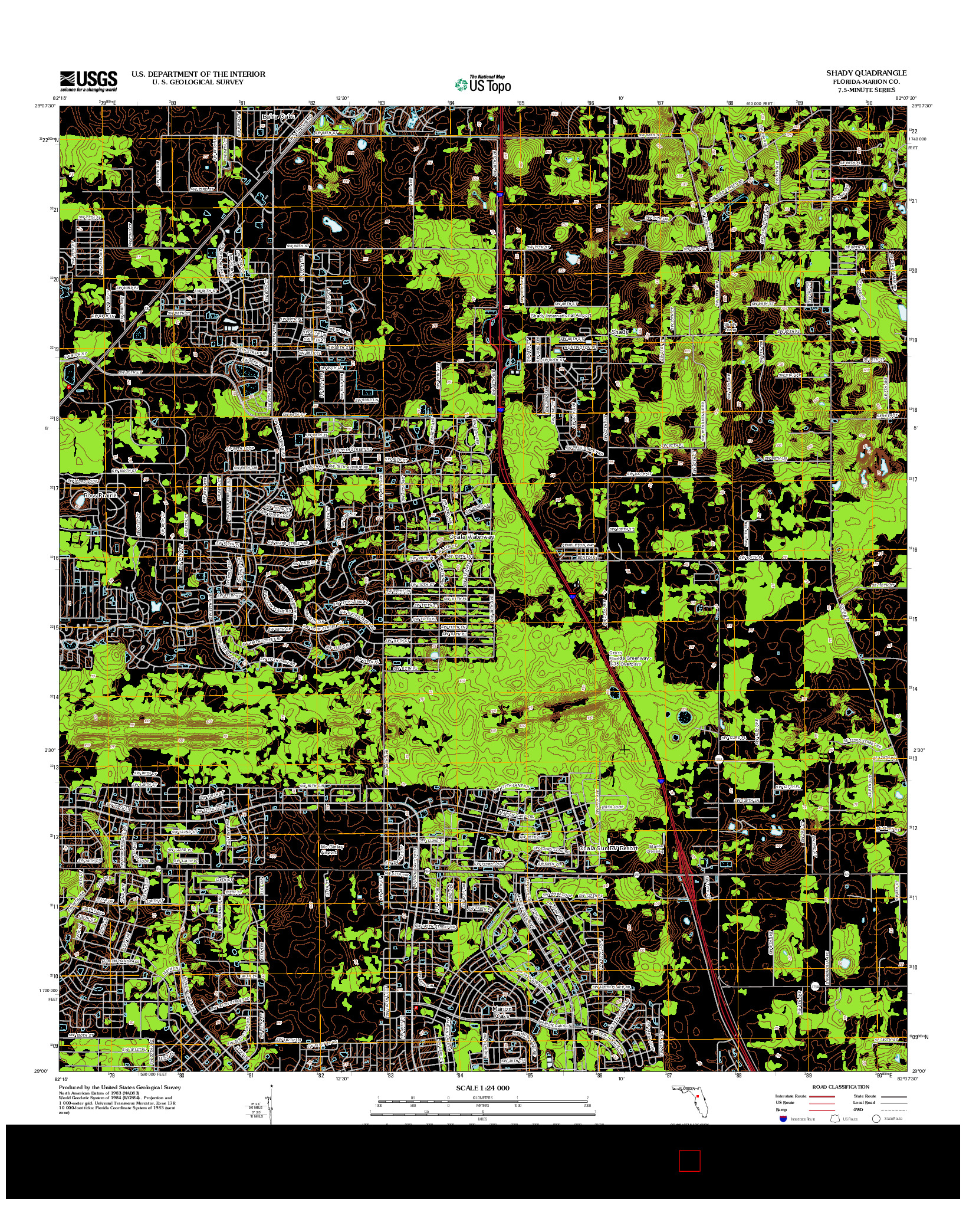 USGS US TOPO 7.5-MINUTE MAP FOR SHADY, FL 2012