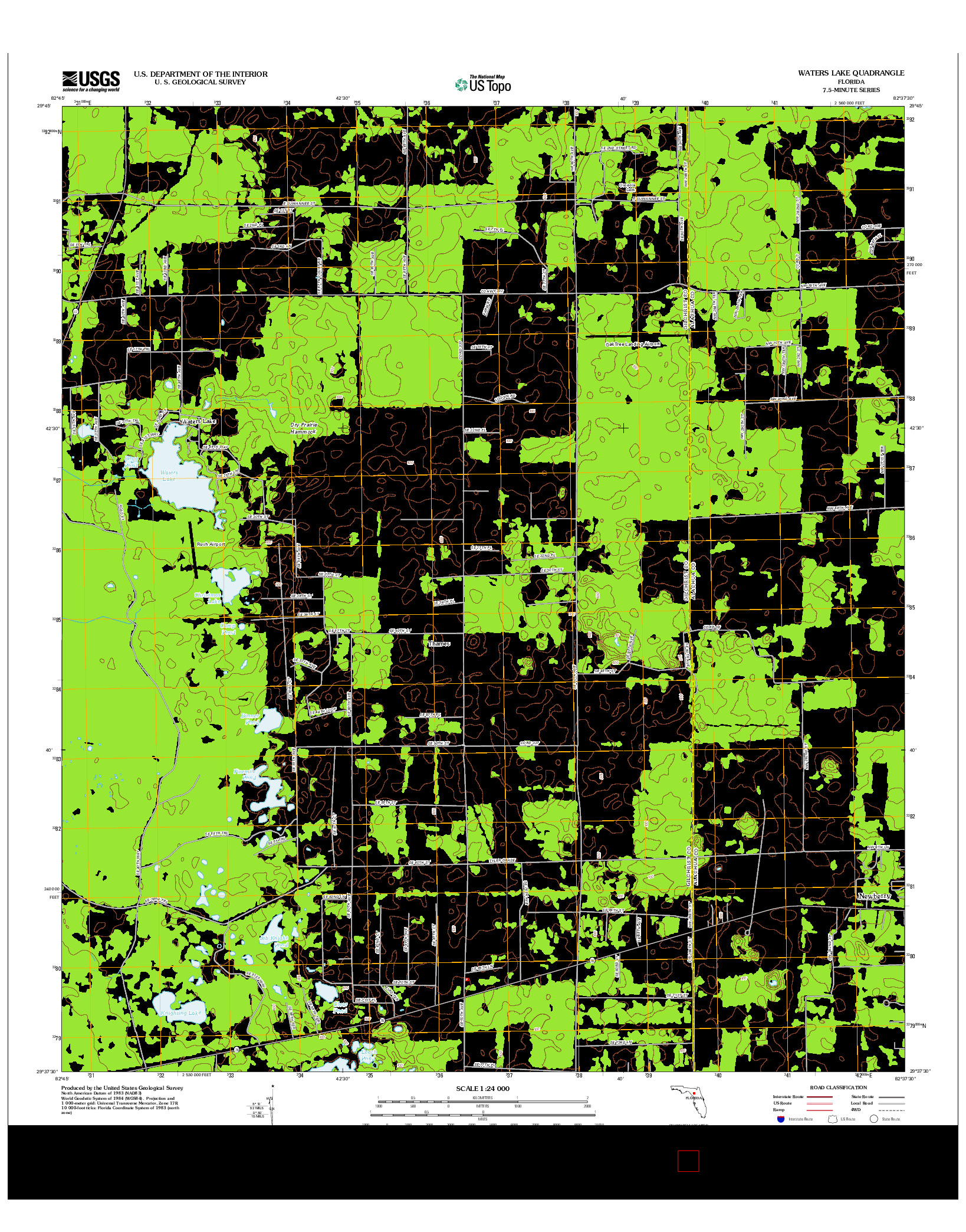 USGS US TOPO 7.5-MINUTE MAP FOR WATERS LAKE, FL 2012