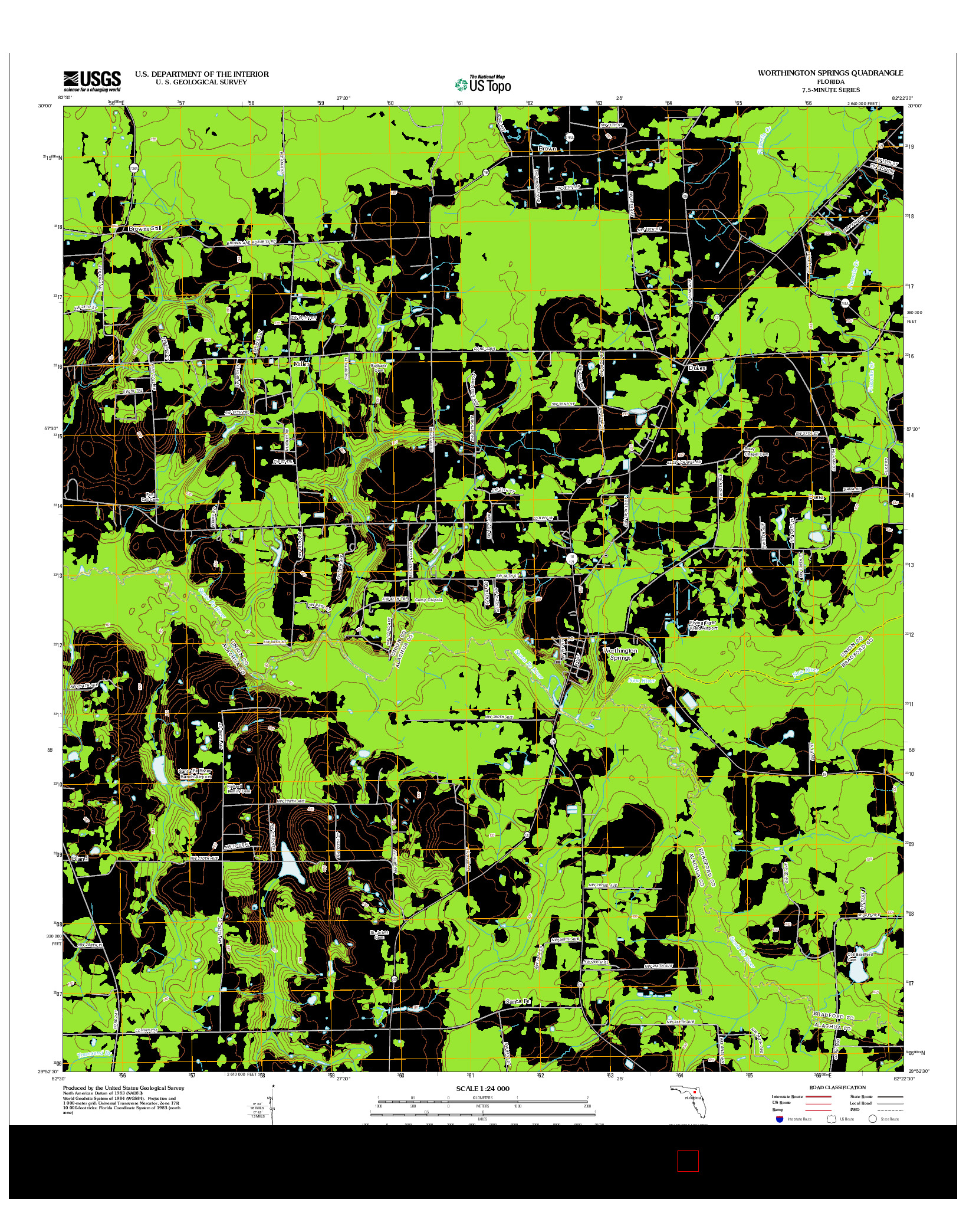 USGS US TOPO 7.5-MINUTE MAP FOR WORTHINGTON SPRINGS, FL 2012