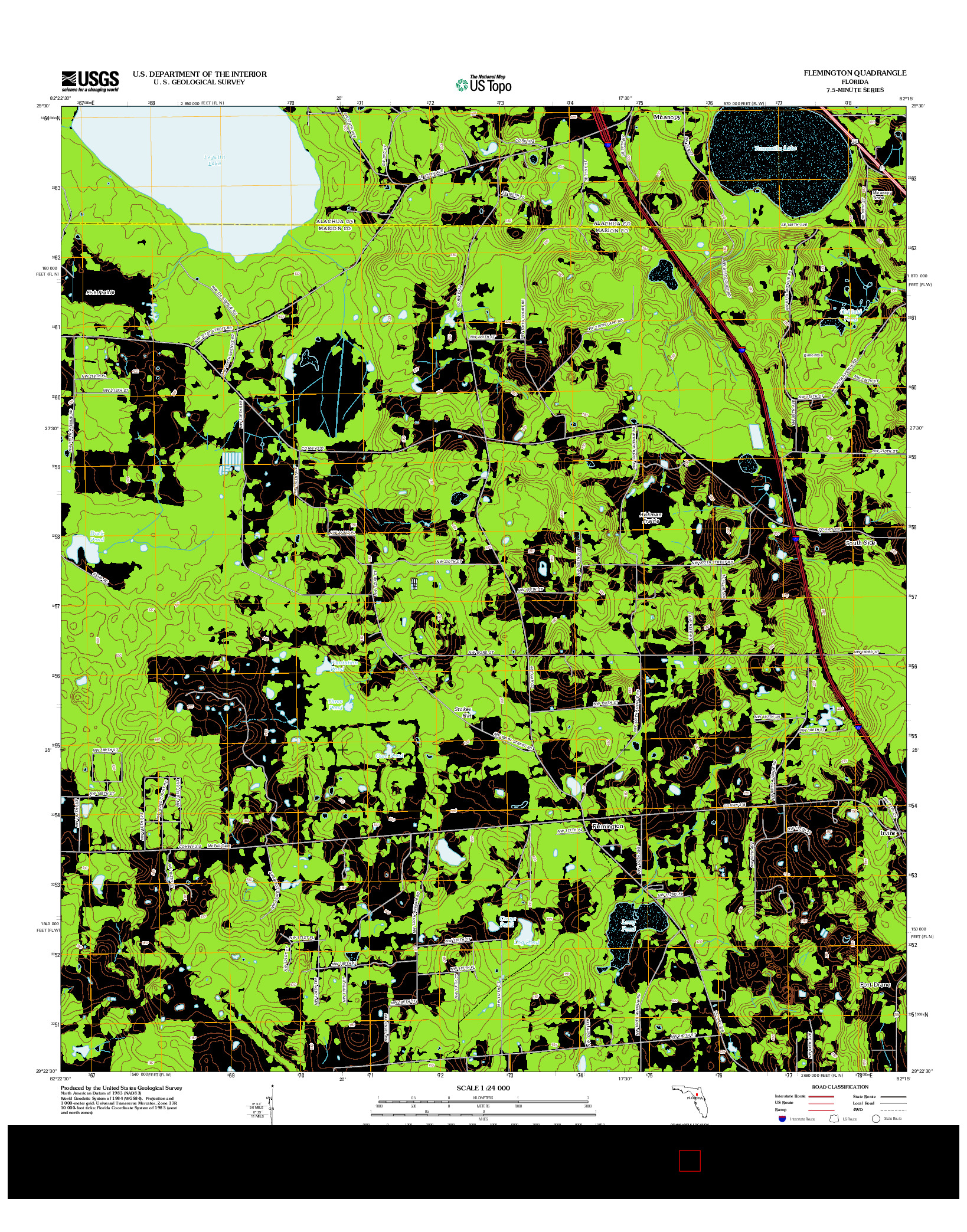 USGS US TOPO 7.5-MINUTE MAP FOR FLEMINGTON, FL 2012