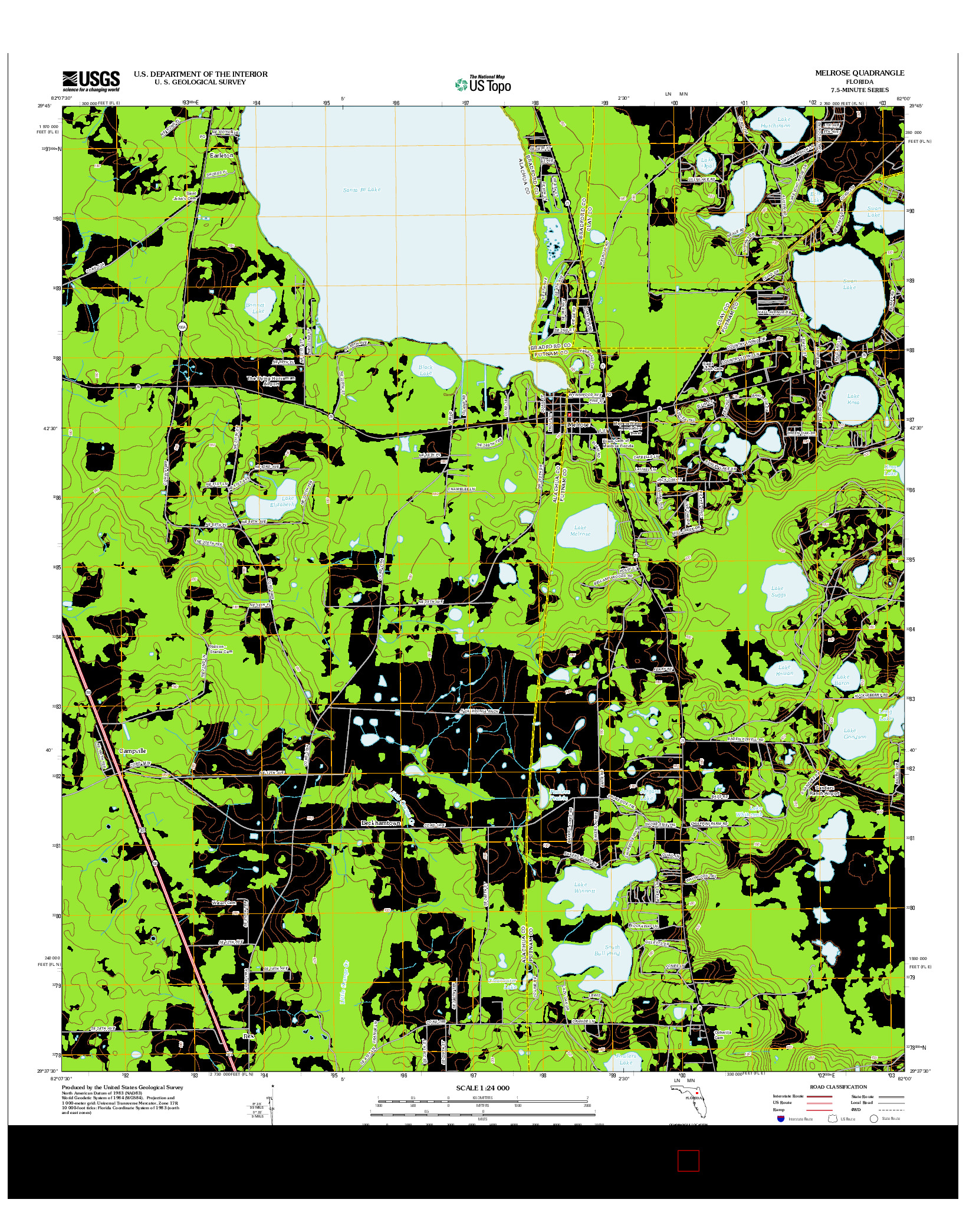 USGS US TOPO 7.5-MINUTE MAP FOR MELROSE, FL 2012