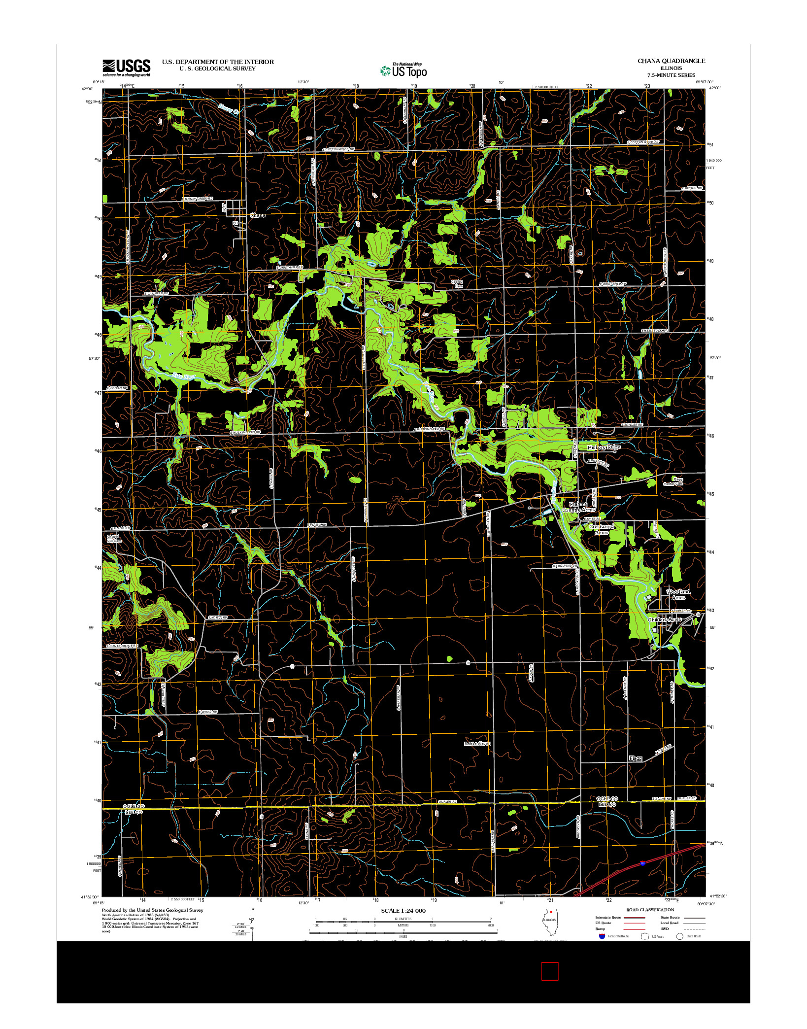 USGS US TOPO 7.5-MINUTE MAP FOR CHANA, IL 2012