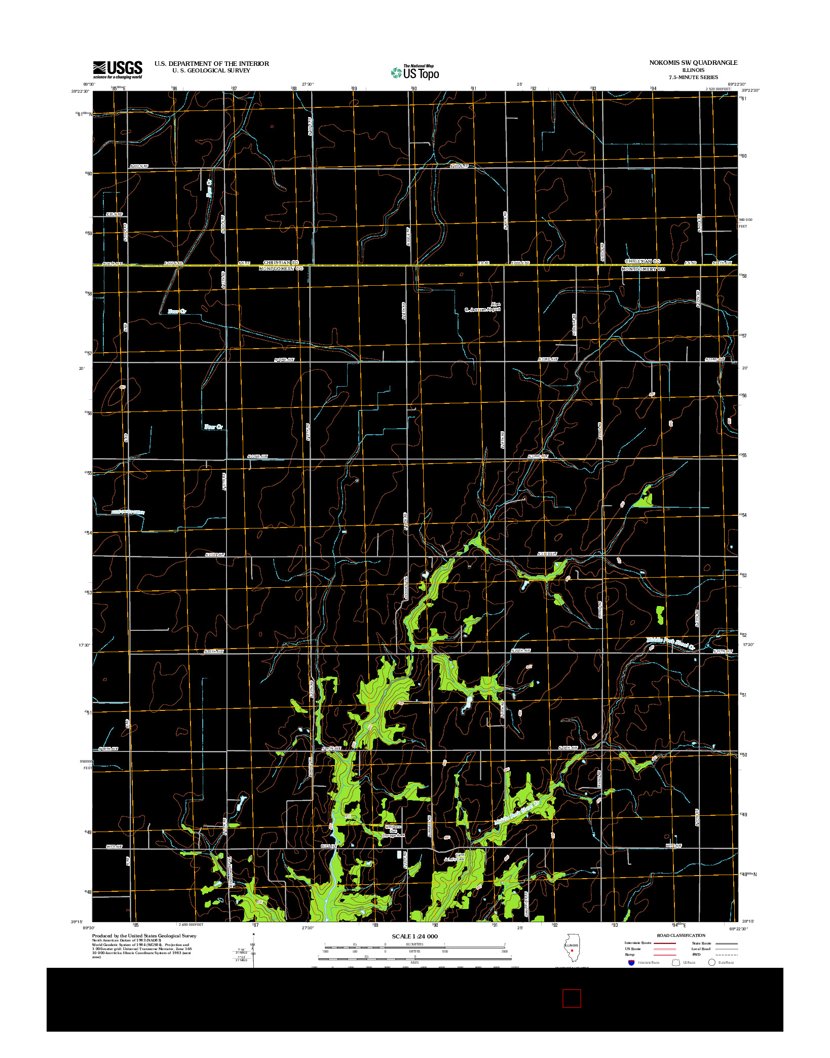 USGS US TOPO 7.5-MINUTE MAP FOR NOKOMIS SW, IL 2012
