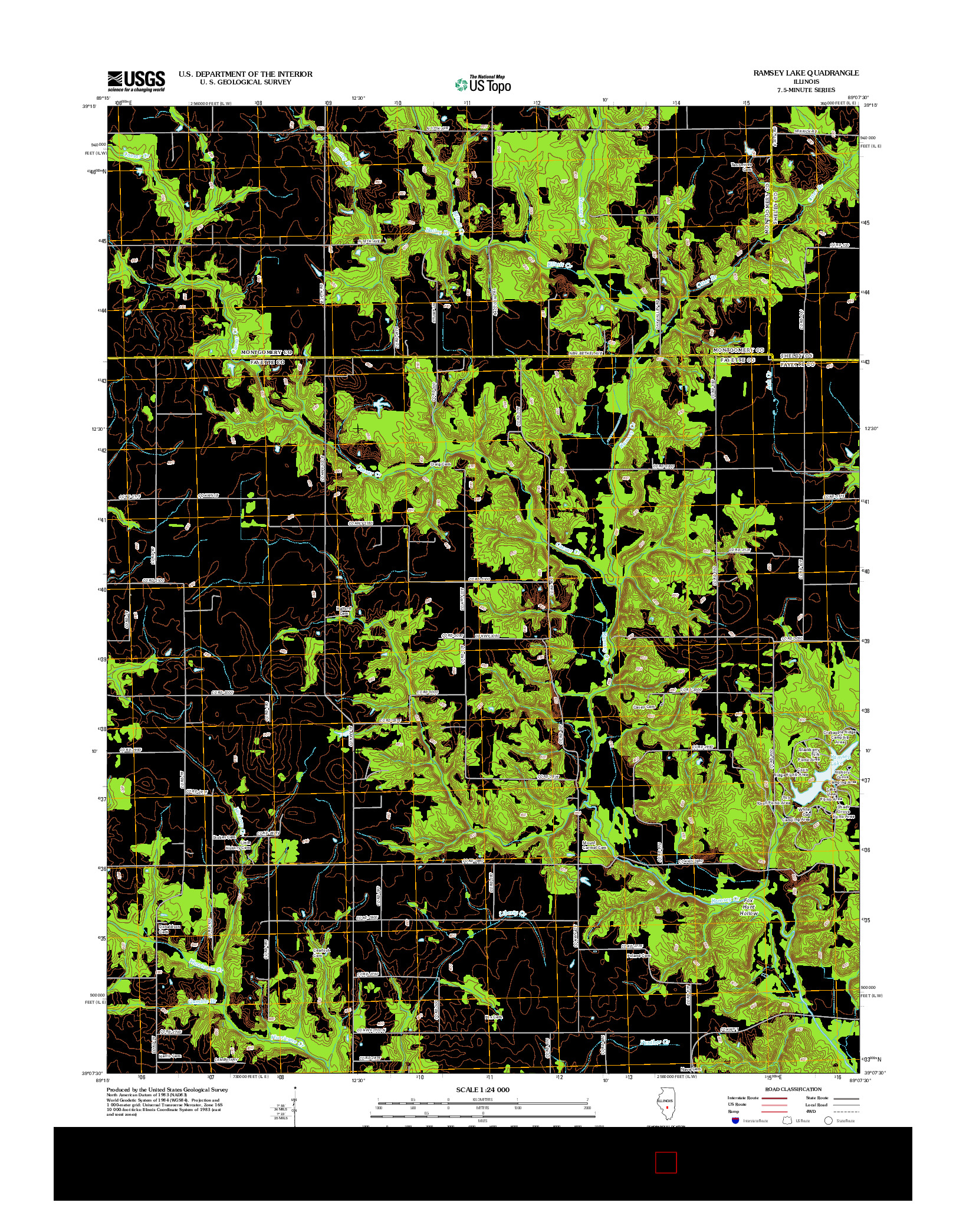 USGS US TOPO 7.5-MINUTE MAP FOR RAMSEY LAKE, IL 2012