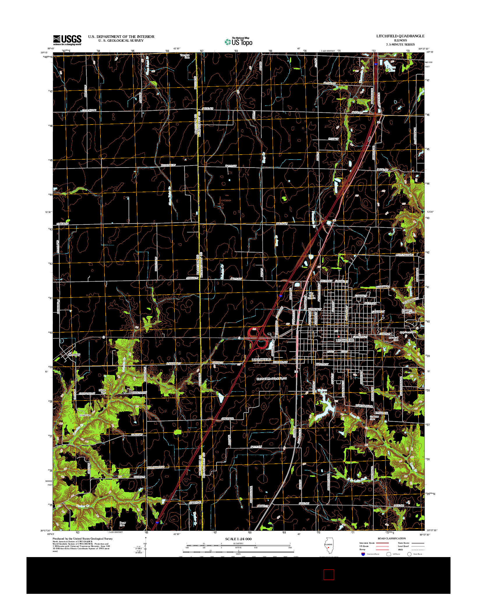 USGS US TOPO 7.5-MINUTE MAP FOR LITCHFIELD, IL 2012