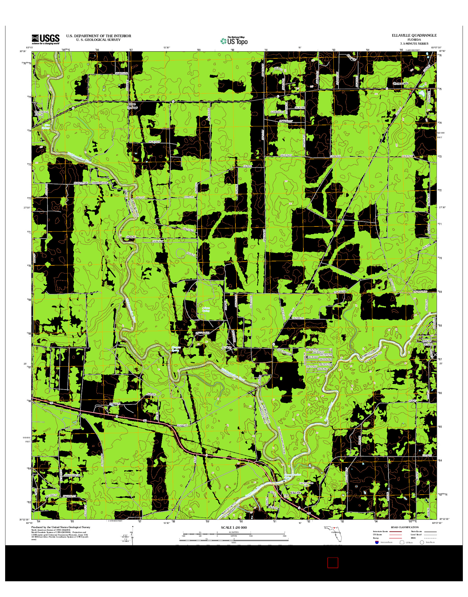 USGS US TOPO 7.5-MINUTE MAP FOR ELLAVILLE, FL 2012