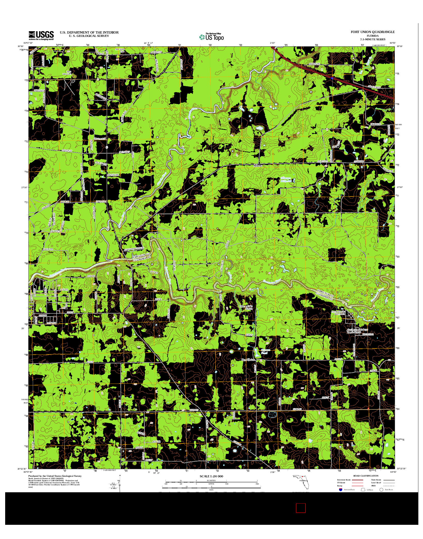 USGS US TOPO 7.5-MINUTE MAP FOR FORT UNION, FL 2012