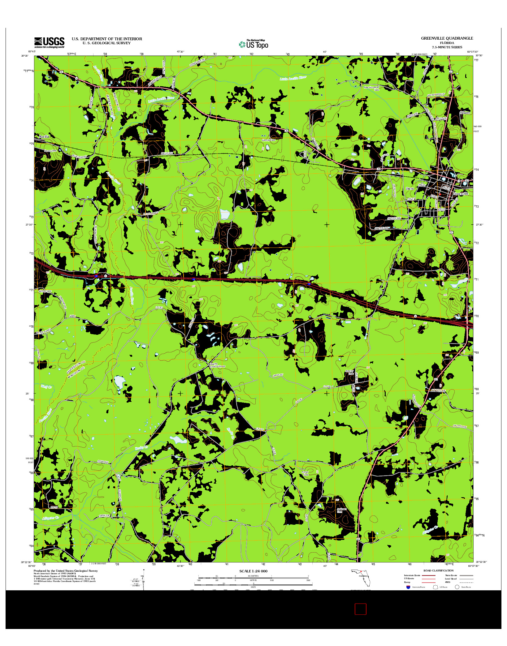 USGS US TOPO 7.5-MINUTE MAP FOR GREENVILLE, FL 2012