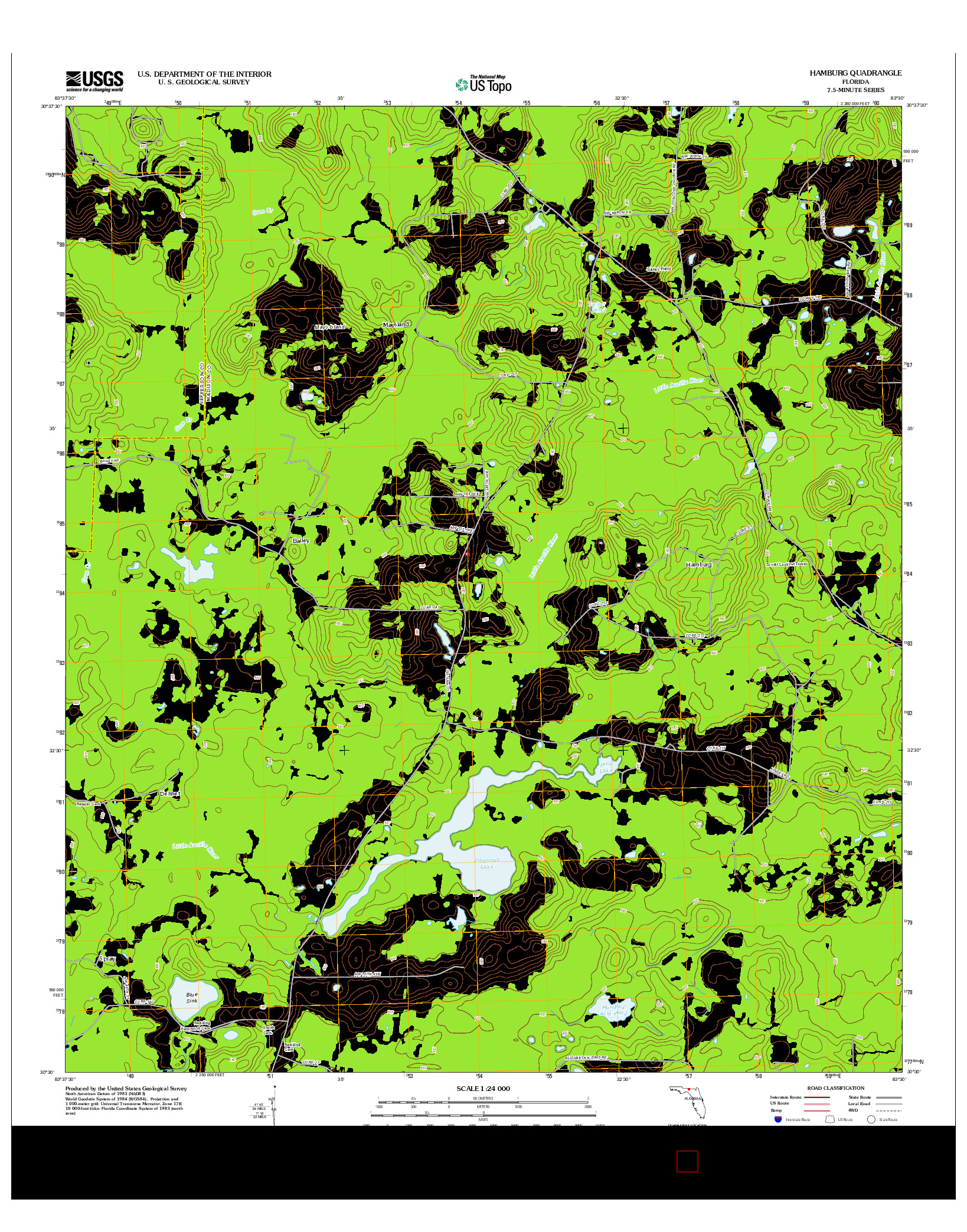 USGS US TOPO 7.5-MINUTE MAP FOR HAMBURG, FL 2012