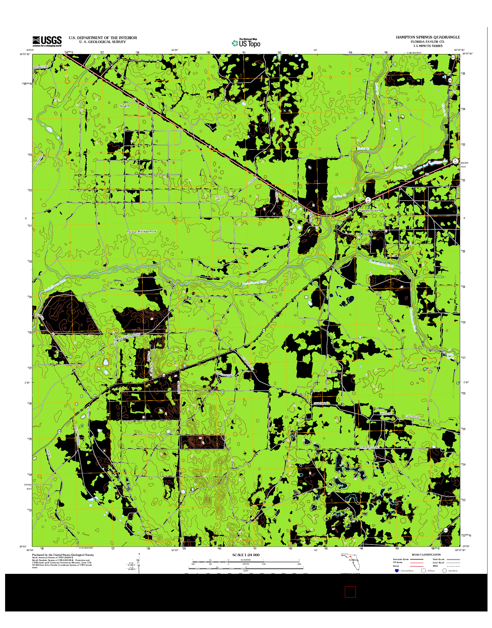 USGS US TOPO 7.5-MINUTE MAP FOR HAMPTON SPRINGS, FL 2012