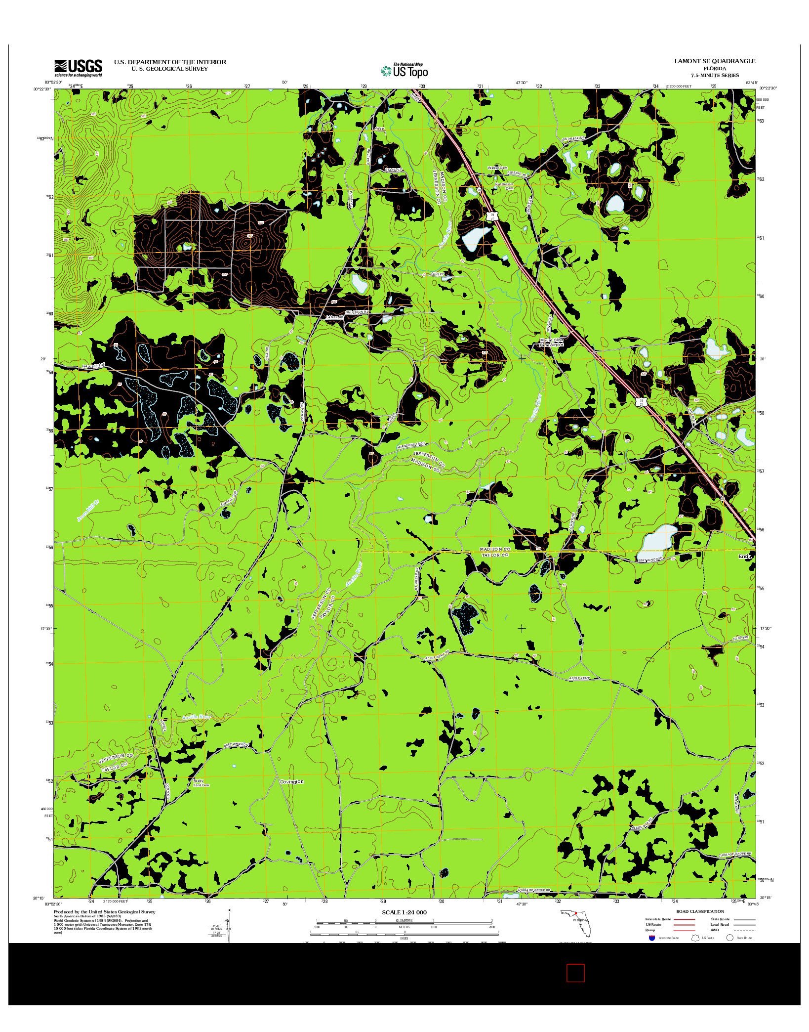 USGS US TOPO 7.5-MINUTE MAP FOR LAMONT SE, FL 2012