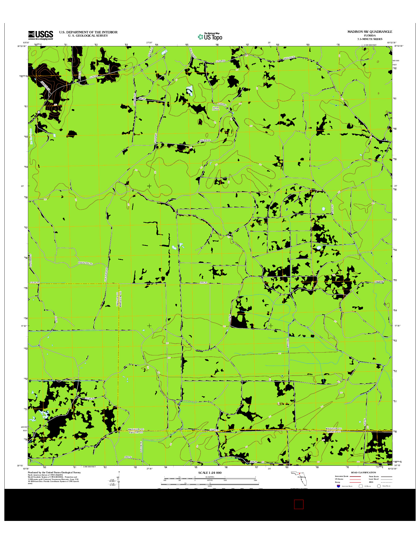 USGS US TOPO 7.5-MINUTE MAP FOR MADISON SW, FL 2012