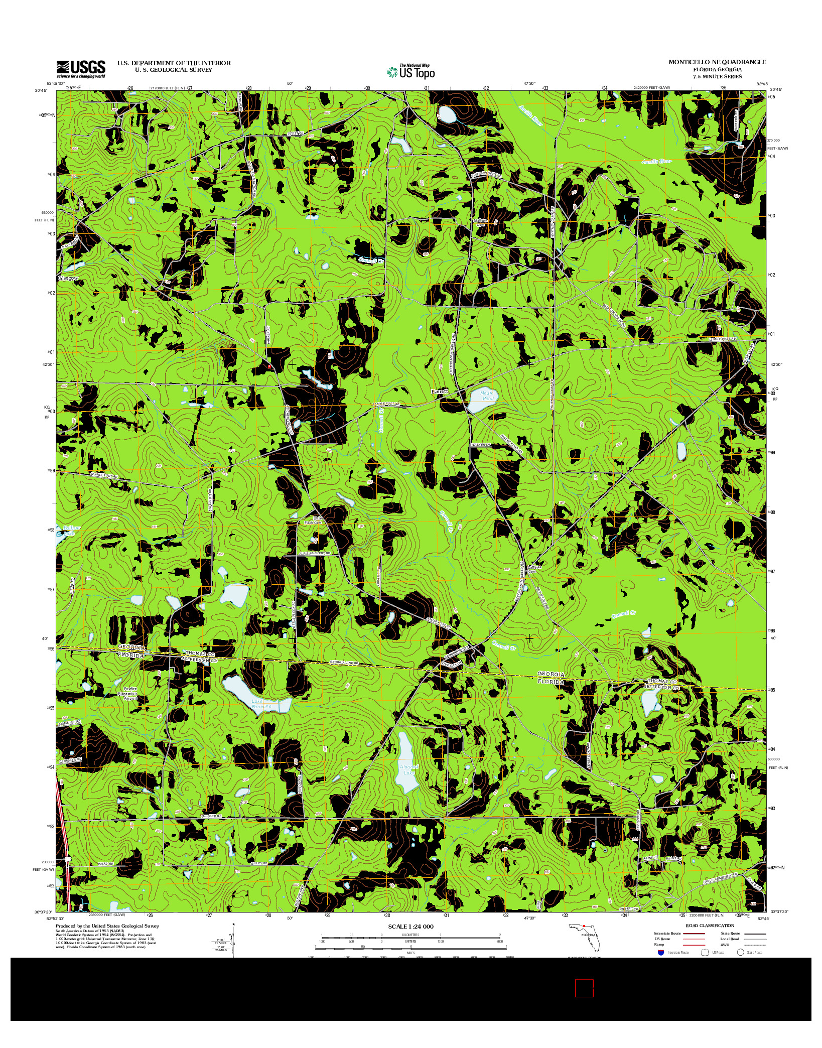 USGS US TOPO 7.5-MINUTE MAP FOR MONTICELLO NE, FL-GA 2012